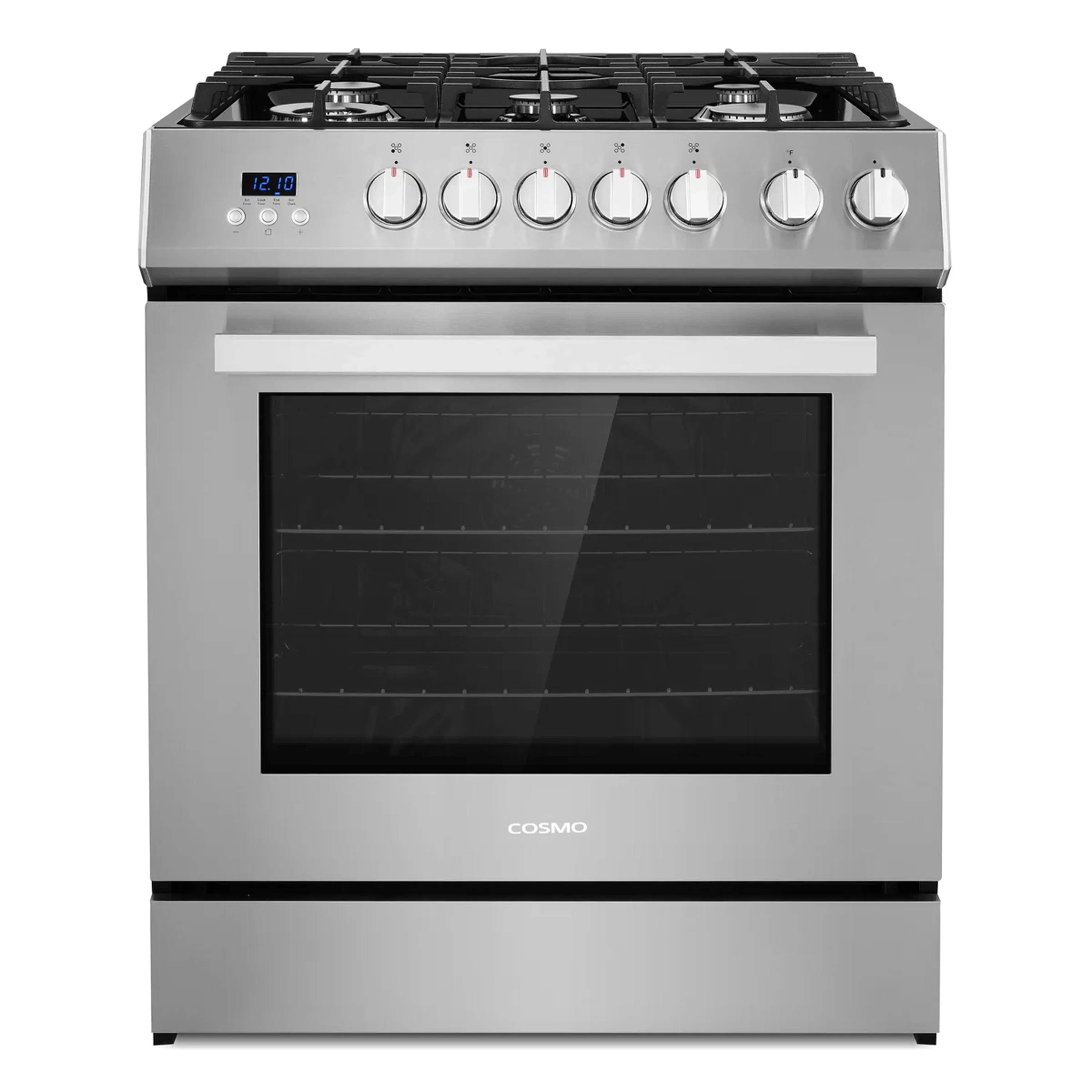 Cosmo 30-Inch 5.0 Cu. Ft. Single Oven Gas Range with 5 Burner Cooktop in Stainless Steel (COS-305AGC)