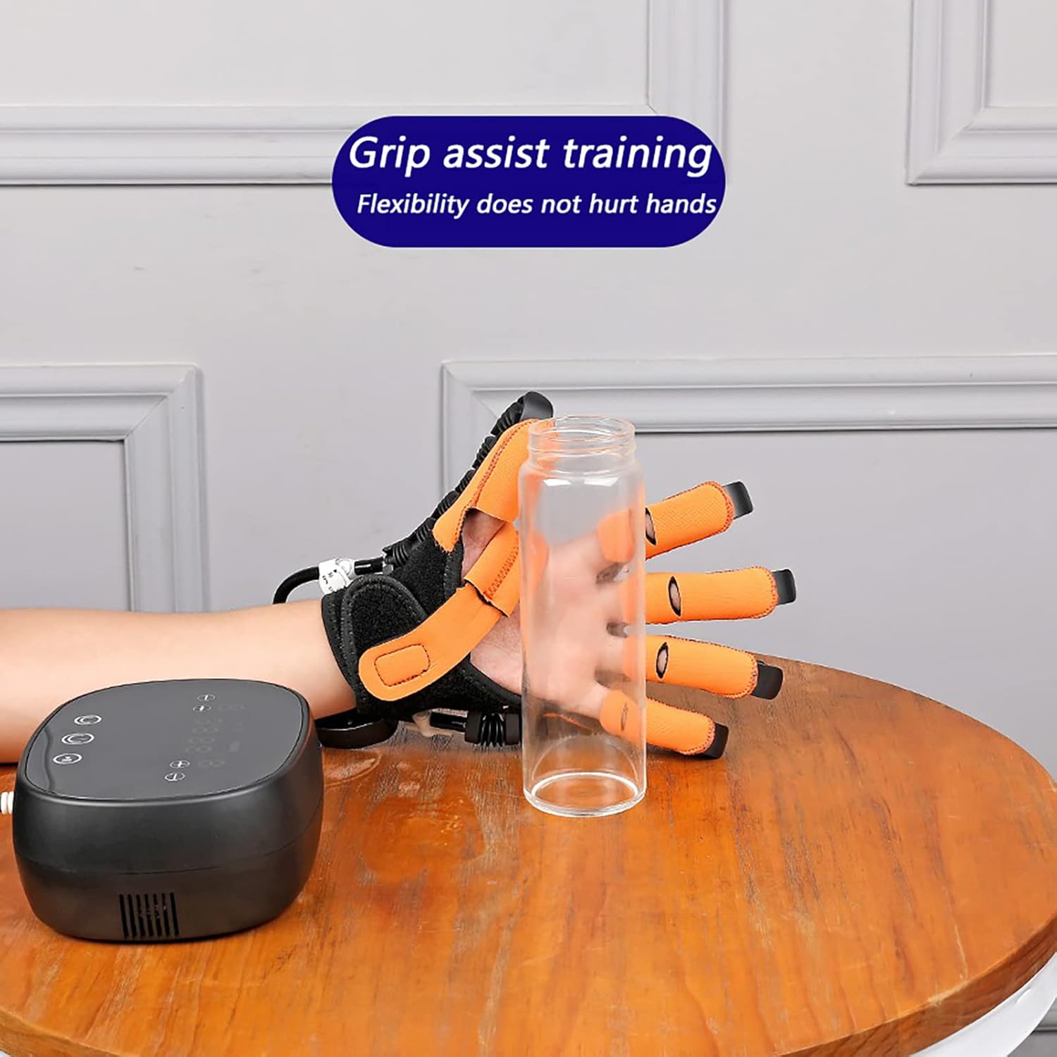 Finger Rehabilitation Trainer Robot Gloves, Stroke Hemiplegia Rehabilitation Training Equipment, Self Trainer, Long-Term Relief Finger Cramps(Size:L Code,Color:Right Hand)