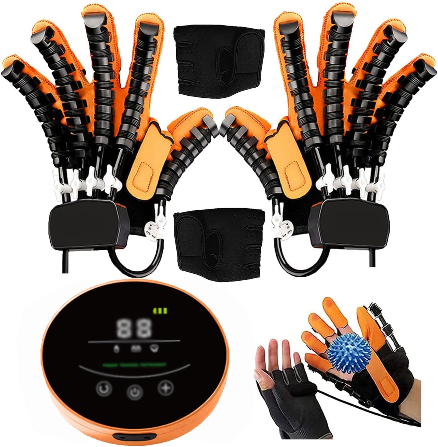 Both Hand Rehabilitation Robot Gloves, Intensity Adjustable, Hemiplegia Stroke Arthritis ​Left & Right Hand Finger Rehabilitation Trainer, Relieve Hand Stiffness
