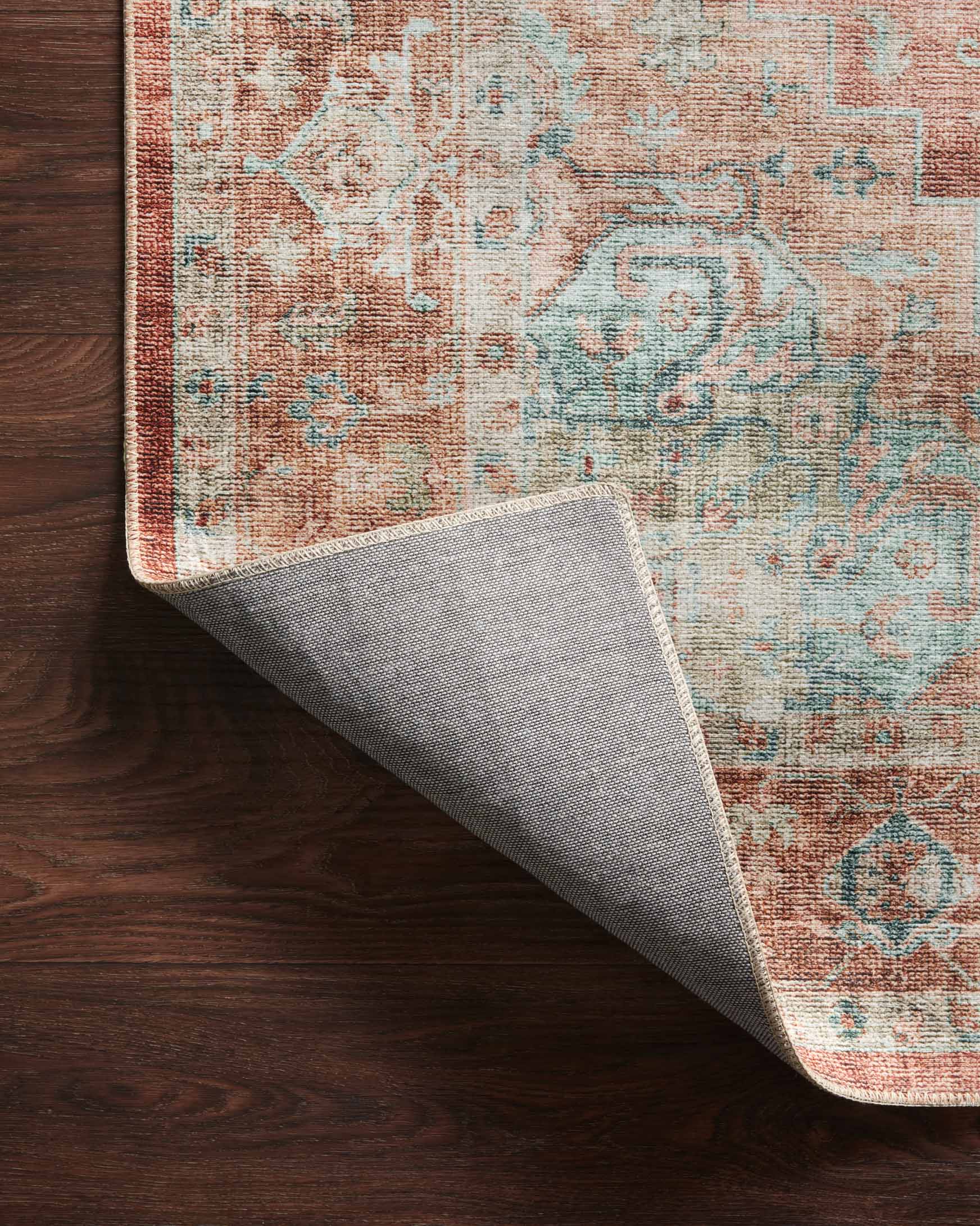 Loloi II Heidi Collection - Traditional Power Loomed Rug in Terracotta & Aqua (HEI-01)