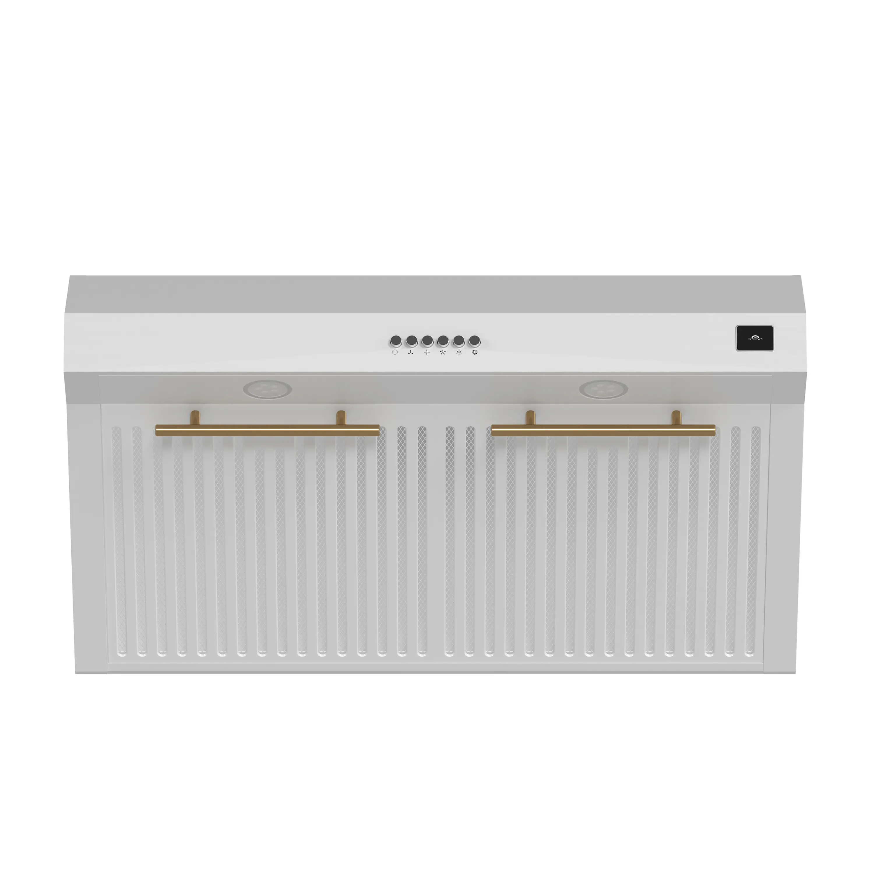 Forno 30-Inch Bari Espresso Under Cabinet Range Hood with 400 CFM in White with Antique Brass Trim (FRHUC5255-30WHT)
