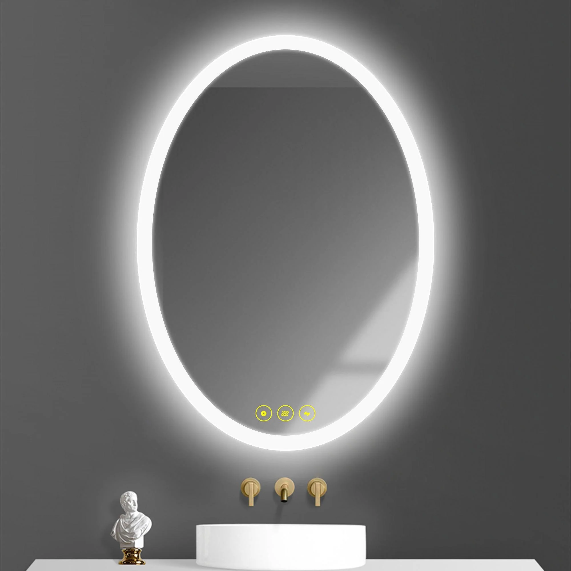 Parrot Uncle Lumina Mirror in Oval Frameless with LED Anti-Fog Dimmable Bathroom Vanity Mirror