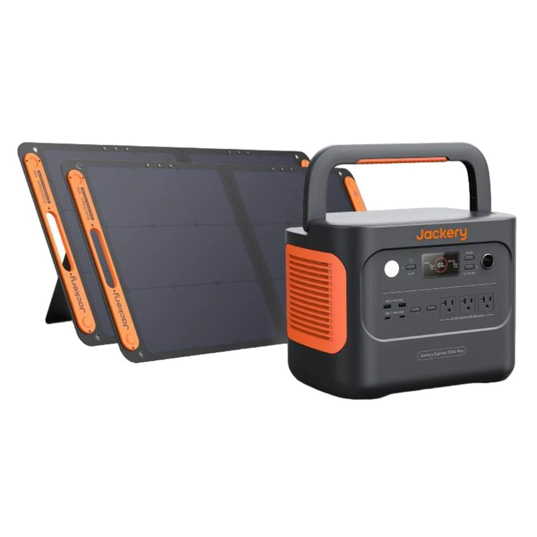 Jackery - Explorer 1000 PLUS Portable Power Station with 2x Solar Panels 100