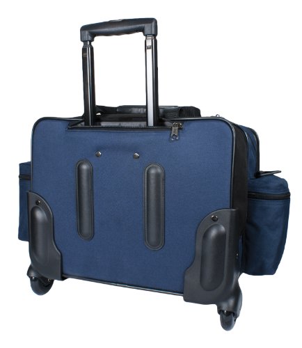 Hopkins Medical Products Rolling Med Bag with EZ-View: Waterproof, Laptop Section & Lockable File Pocket - Ultimate Mobility for Healthcare Pros, 39.5 In. Handle, 16 In. x 3 In. x 12 In., Blue