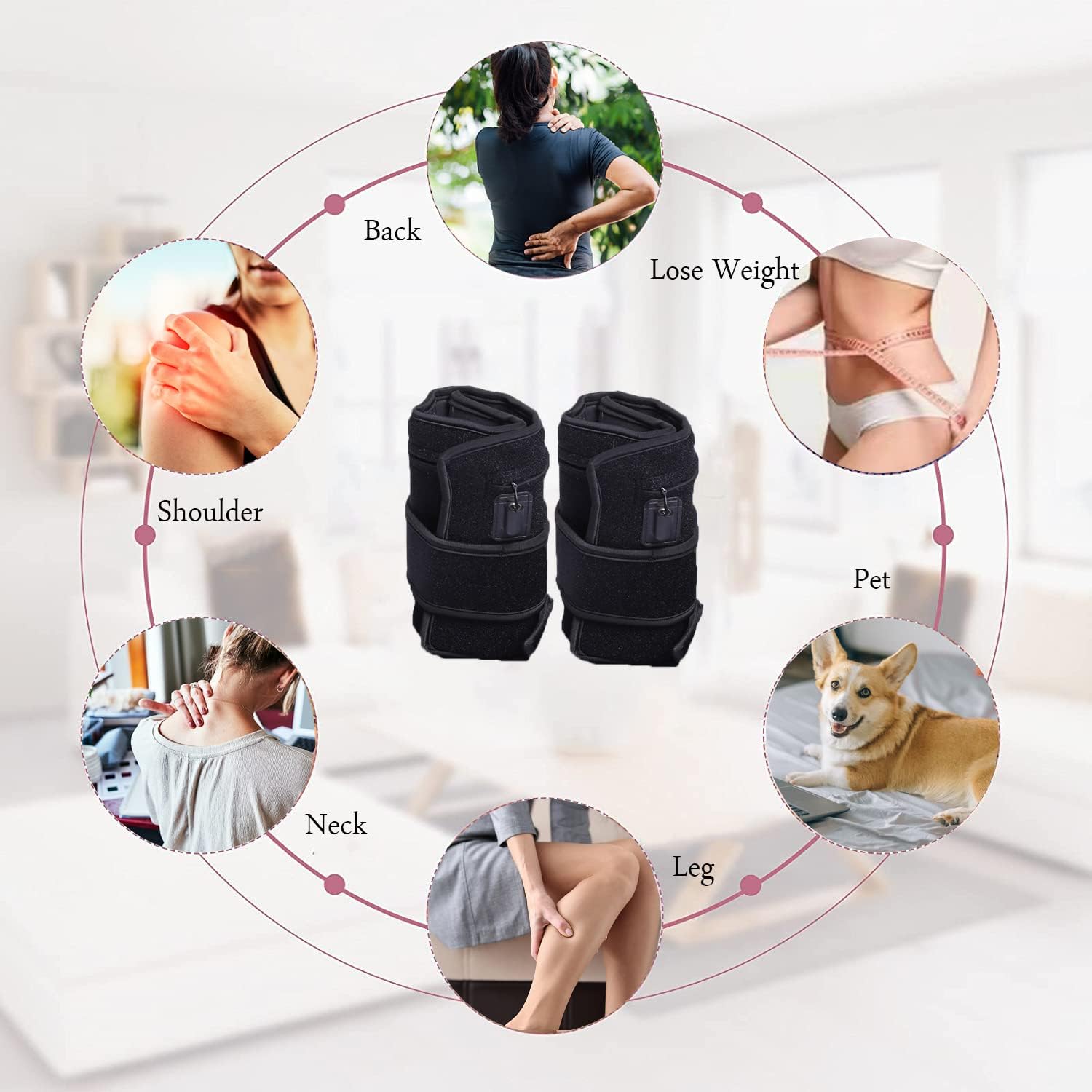 2Pcs Infrared Red Light Thera-py Arm Belt, 660nm and 850nm Red Light Thera-py Arm Wrap with Timer & Brightness Setting Red Light Arm Pad for Arm Knee Shoulder Joints Muscle Pain Relief