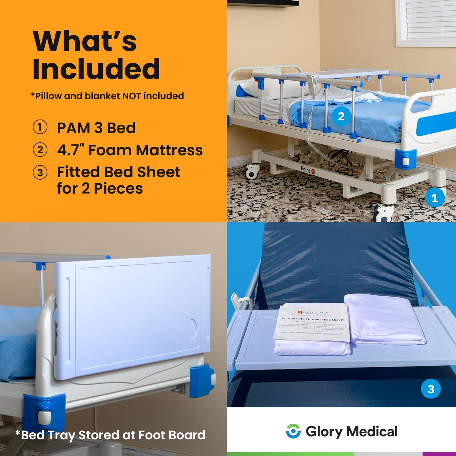 Point A (PAM-3) Premium Full Electric Hospital Bed, 4.7