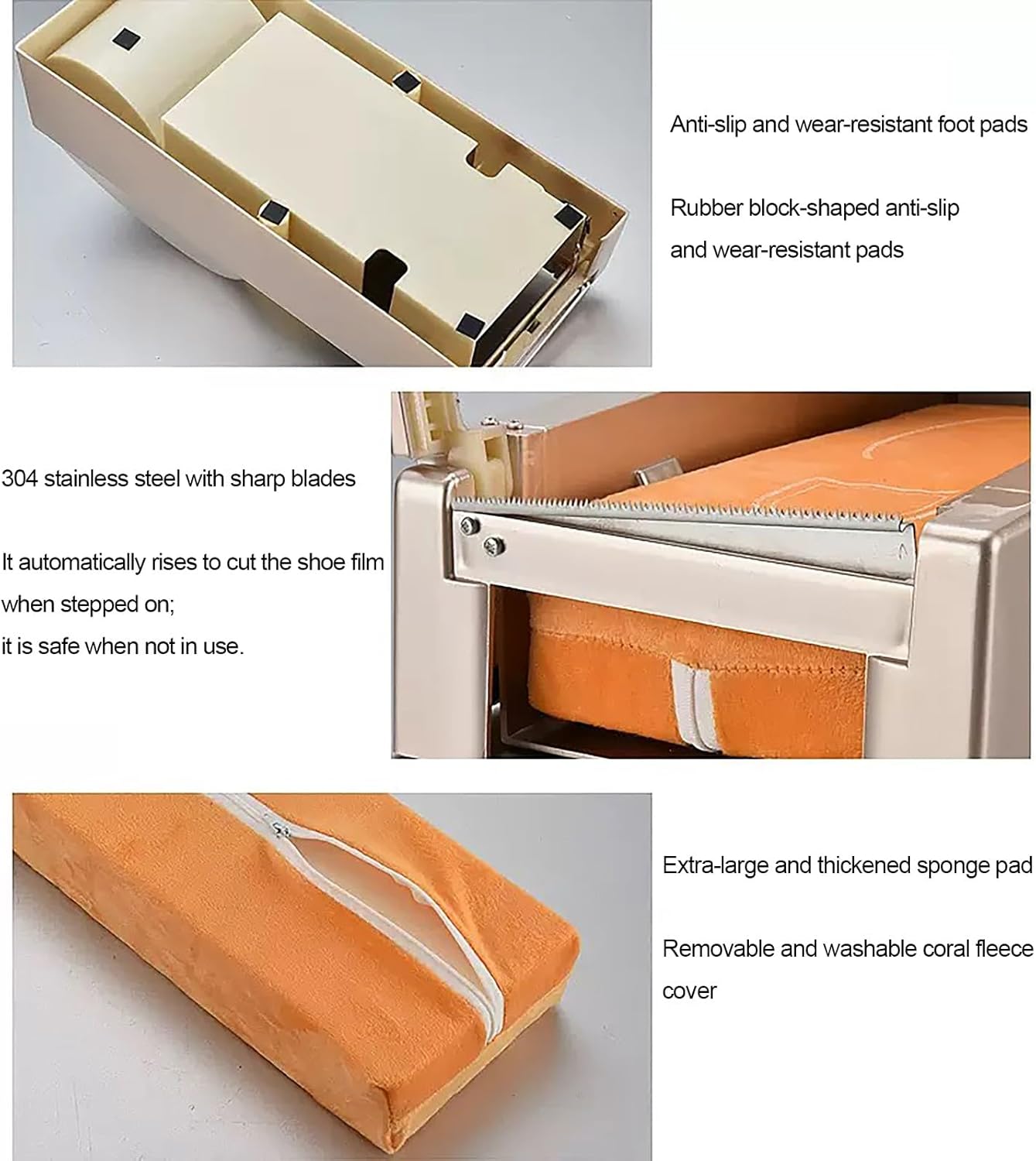 Automatic Foot Pedal Shoe Cover Dispenser with 3 Rolls Film - Portable Dispenser Disposable Shoe Film Machine