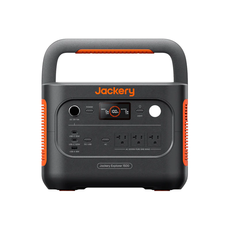 Jackery Explorer 1500 v2 Portable Power Station, 1536Wh LiFePO4 Battery, 2000W AC/4000W USB-C Output, 64 Minutes Fast Charging