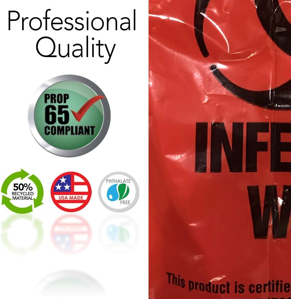 RESILIA Biohazard Bags - Hazardous Waste Disposal, Meets DOT ASTM Standards for Hospital Use, OSHA Approved, Red, 33 Gallon, 33