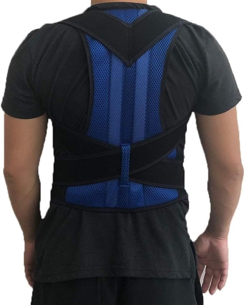Posture Corrector for Men and Women Back Posture Brace Clavicle Support Stop Slouching and Hunching Adjustable Back Trainer,Blue-XX