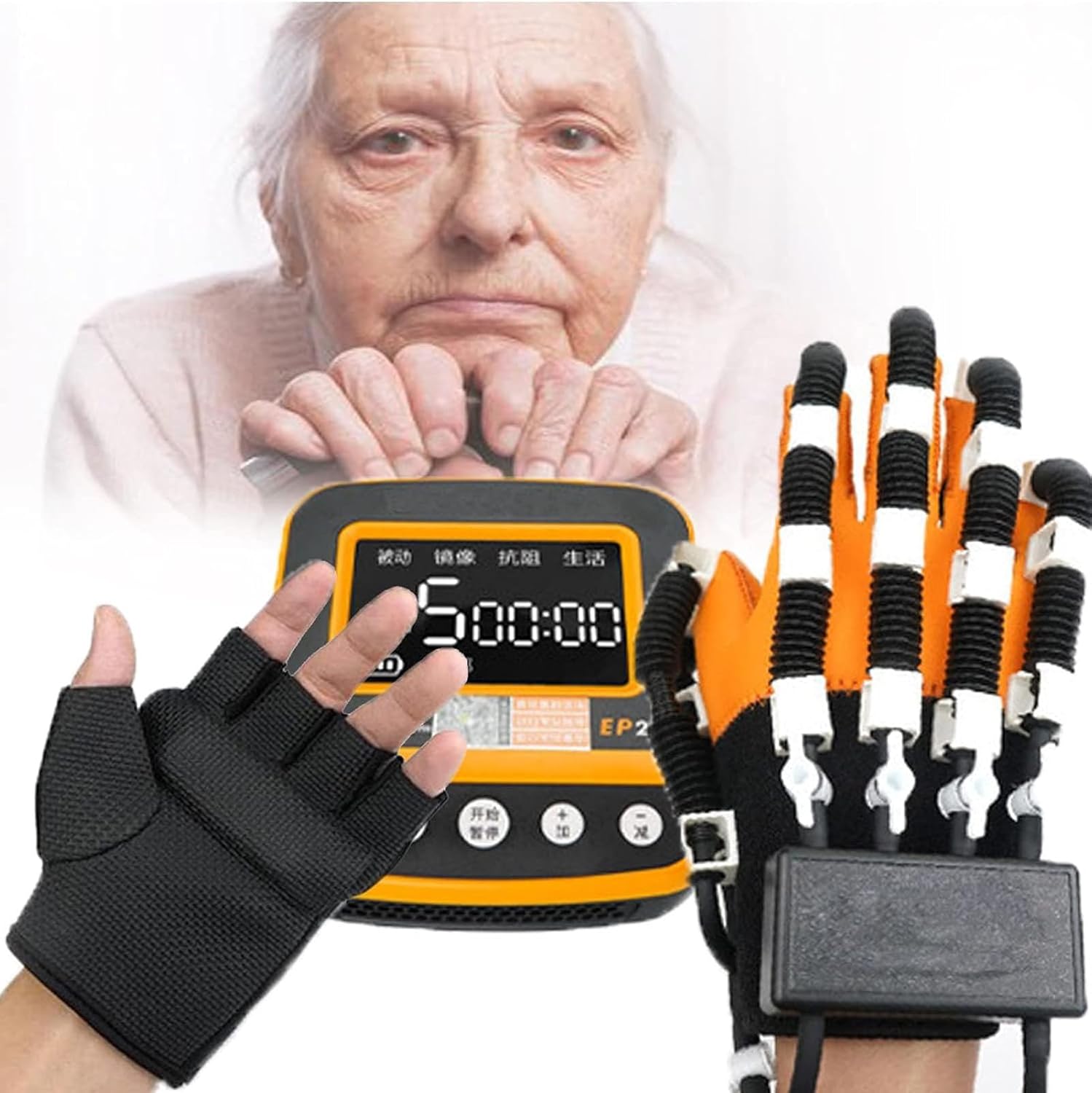 GaRcan Electric Rehabilitation Robot Gloves,Rehabilitation Auxiliary Training Gloves,Finger Straightening Brace Guard,Stroke,Cerebral Palsy,Cerebral Hemorrhage,Hand Burns