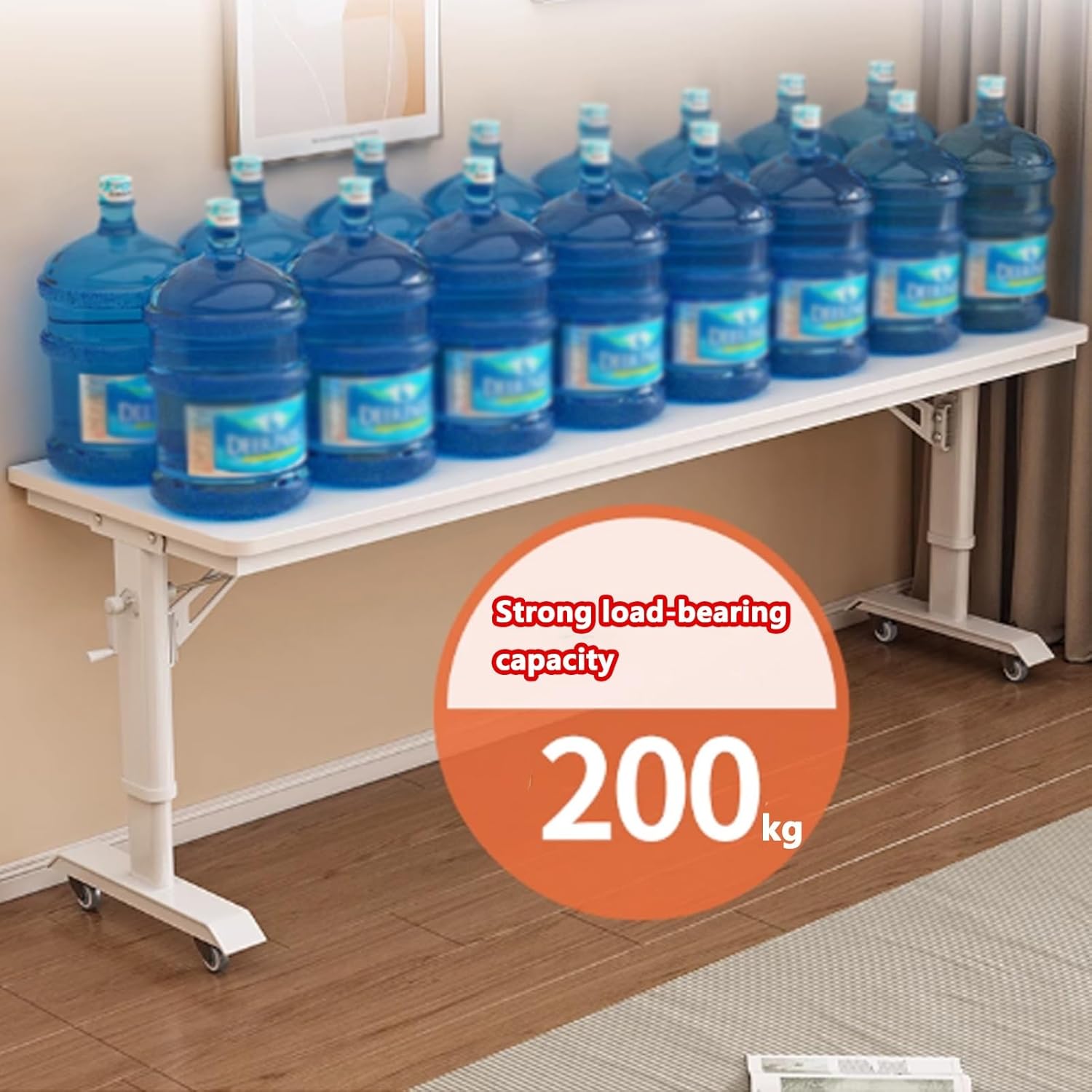 Adjustable Height Mobile Overbed Table with Baffles, Mobile Bed Desk with 360° Wheels, Standing Workstation Laptop Cart, Laptop Desk Over Bed Table for Home(White,120x50cm/47x20)