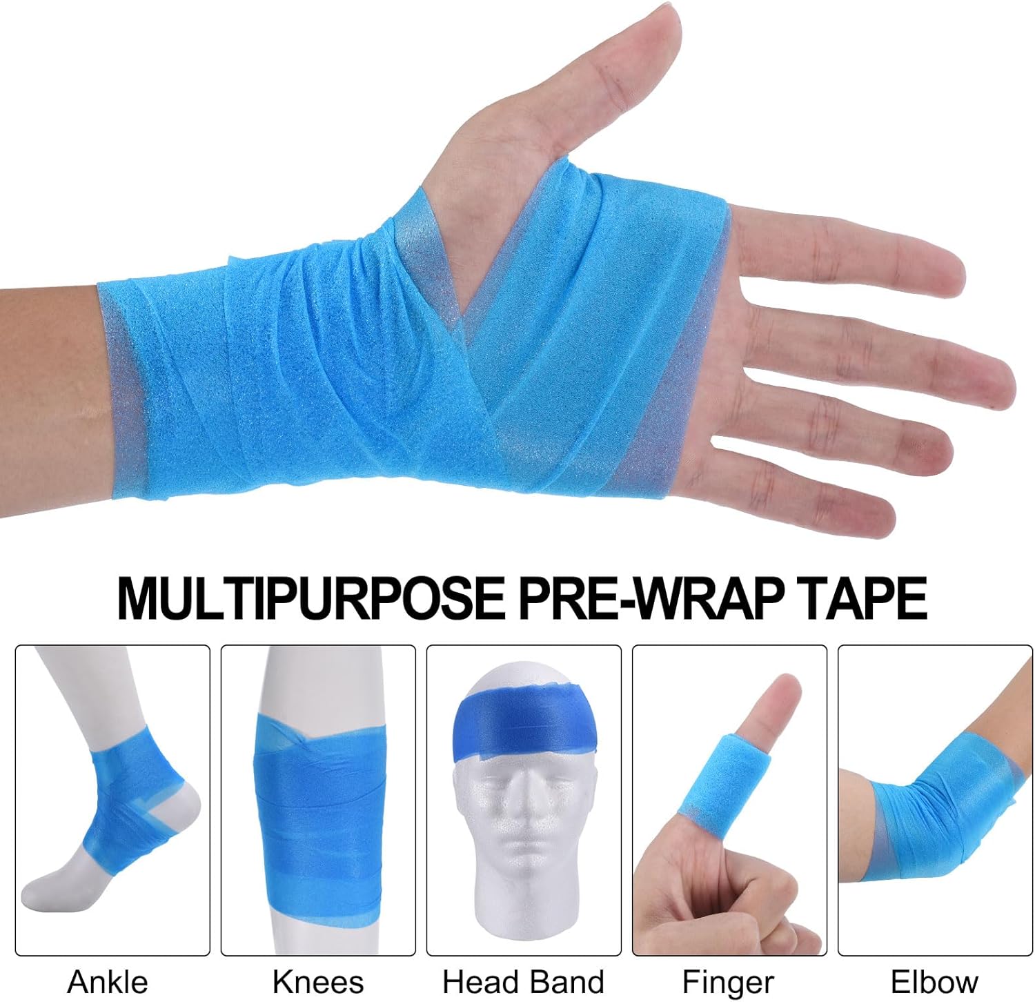 MECCANIXITY 24 Rolls Pre Wrap Athletic Tape 30 Yard x 2.8