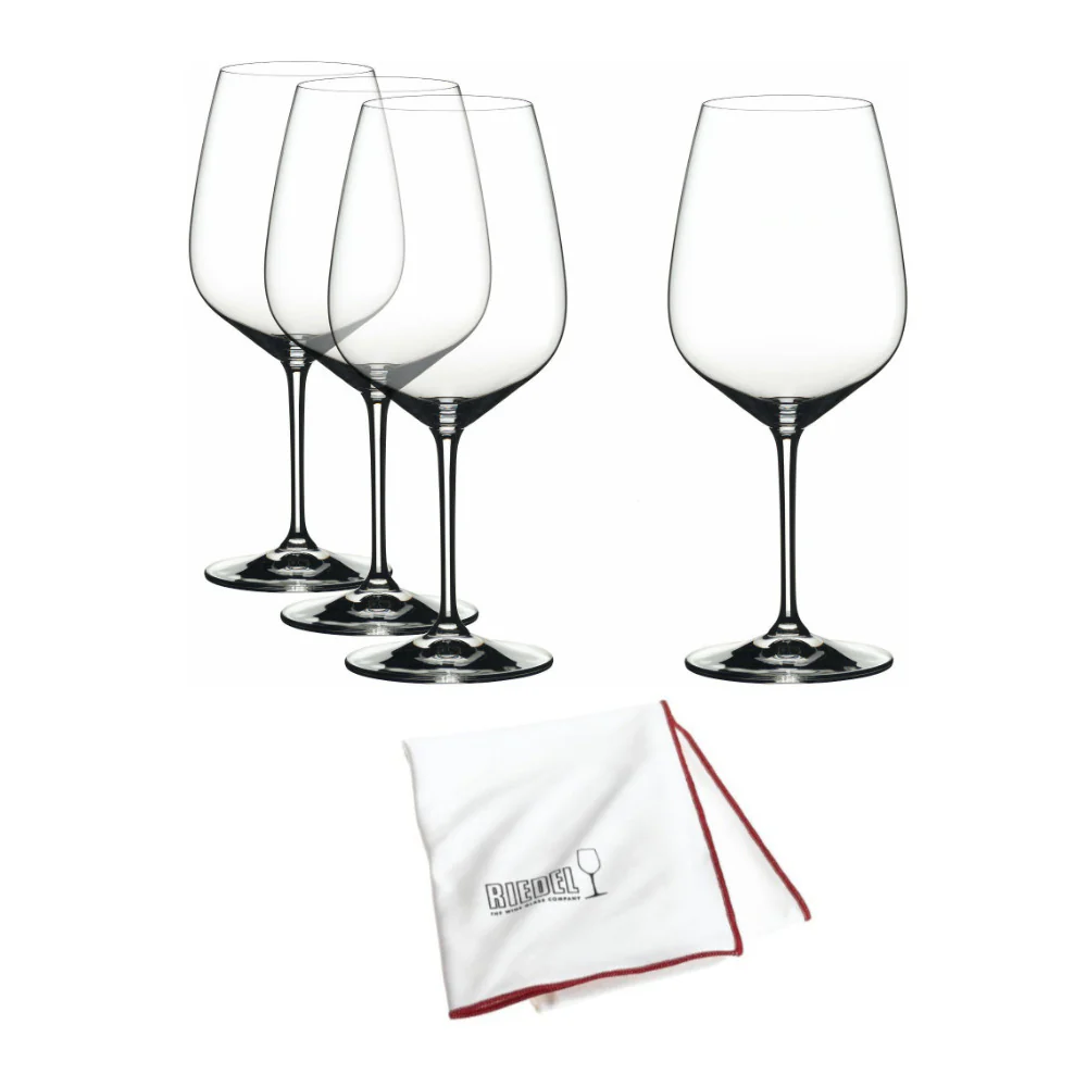 Riedel Extreme Cabernet Glasses (4-Pack) Value Gift with Polishing Cloth
