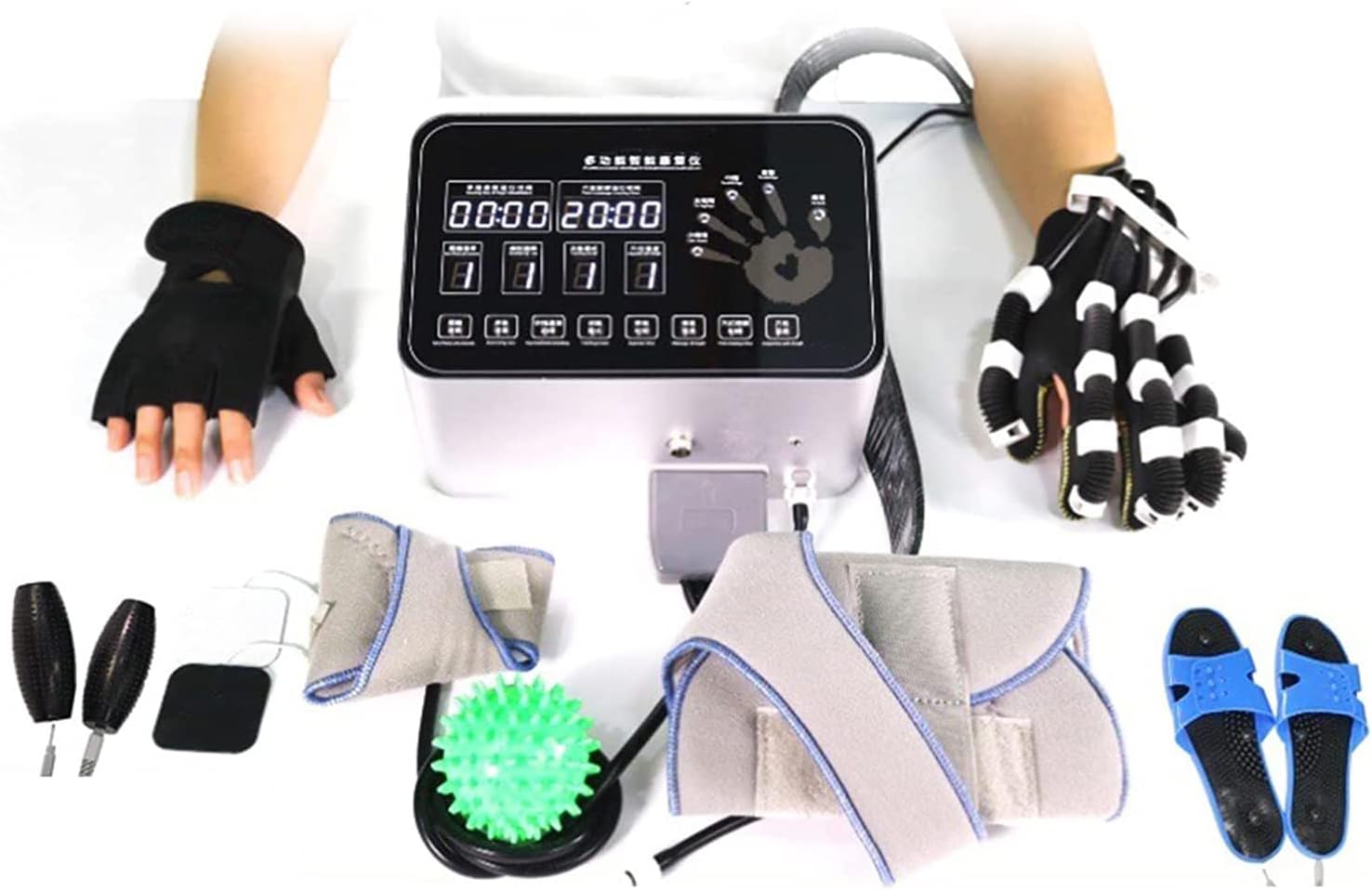 Soft Orthopedic Corrector Protector Medical ​Finger Splint Rehabilitation Robot Gloves Stroke Hemiplegia Finger Rehabilitation Training Machine Set,Right,M