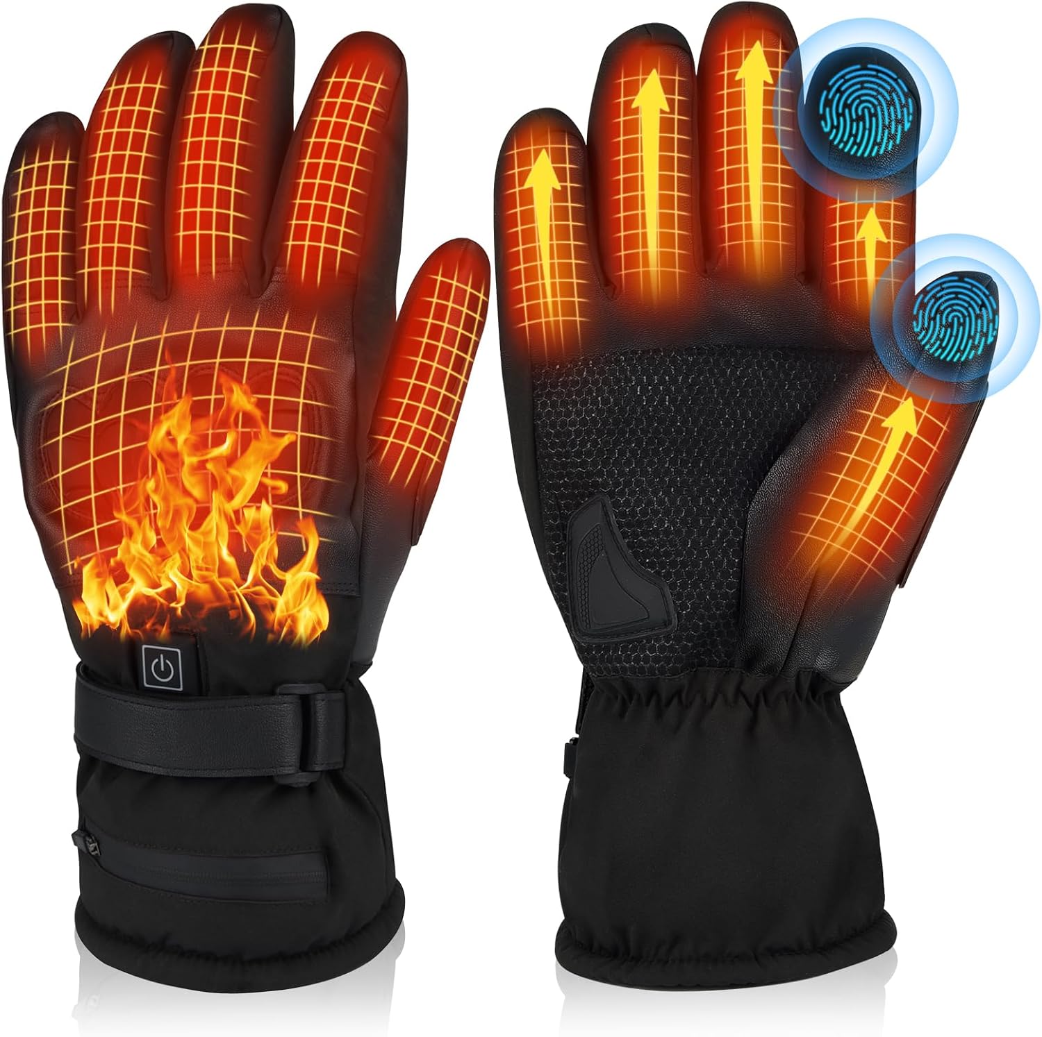 Lightweight Heated Gloves with Ultra-Thin 5000mAh Battery & USB-C Charging - 8Hrs Warmth for Men/Women, Waterproof for Skiing, Hiking, Snowboarding, Shoveling, Hunting, Arthritis Relief