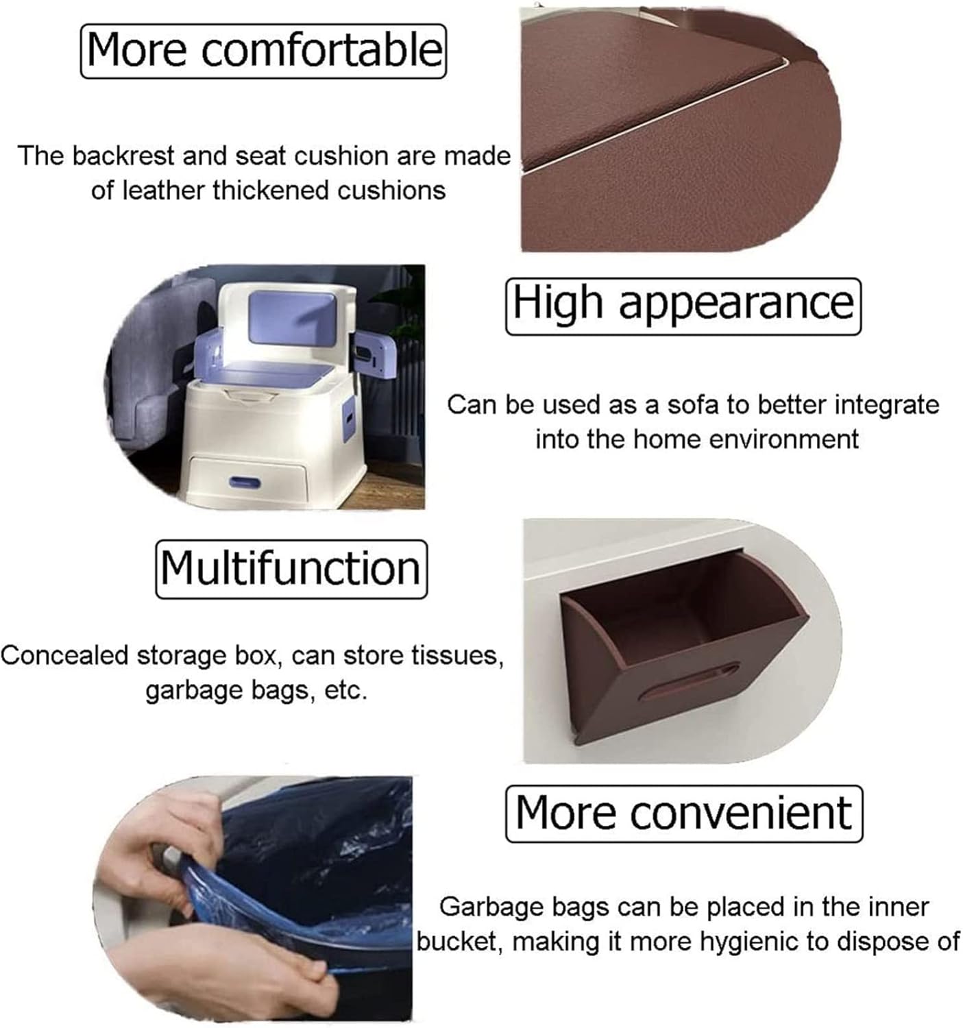 Bedside Commodes Bedside Toilet Commode Chair Anti-Slip and Anti-Rollover Portable Toilets for Home Use Suitable for People with Disabilities The Elderly Others Sturdy and Beautiful Blue