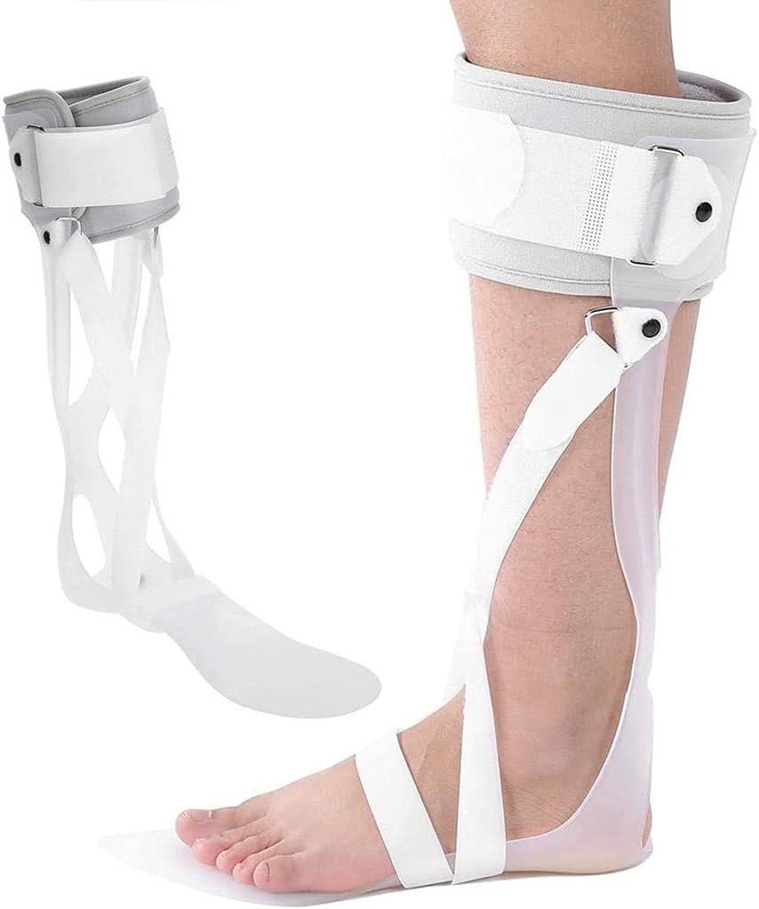 AFO - Ankle Stabilizer Support, Trimmable Drop Foot Brace Orthosis - Lightweight Polyethylene Stroke Recovery Equipment Splint - for Long Walks