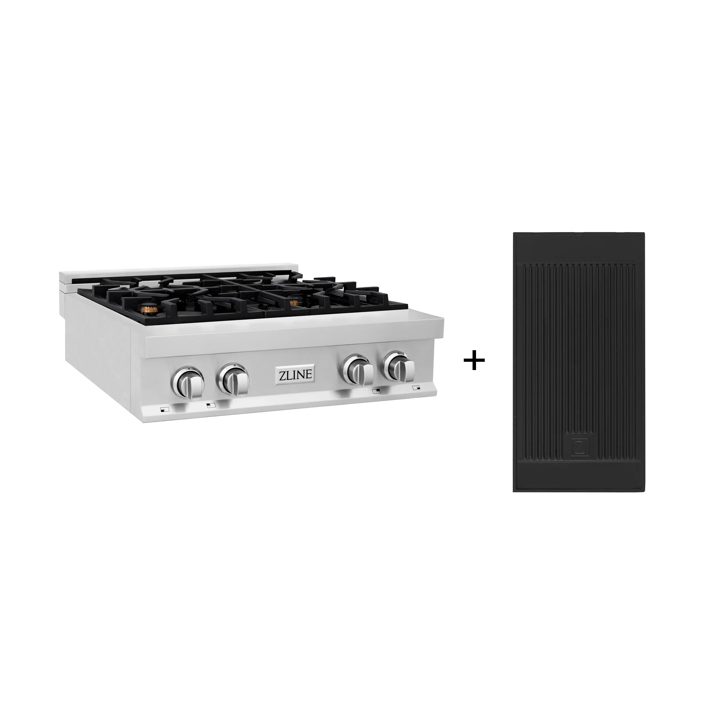 ZLINE 30-Inch Porcelain Gas Stovetop with 4 Gas Brass Burners and Griddle (RT-BR-GR-30)