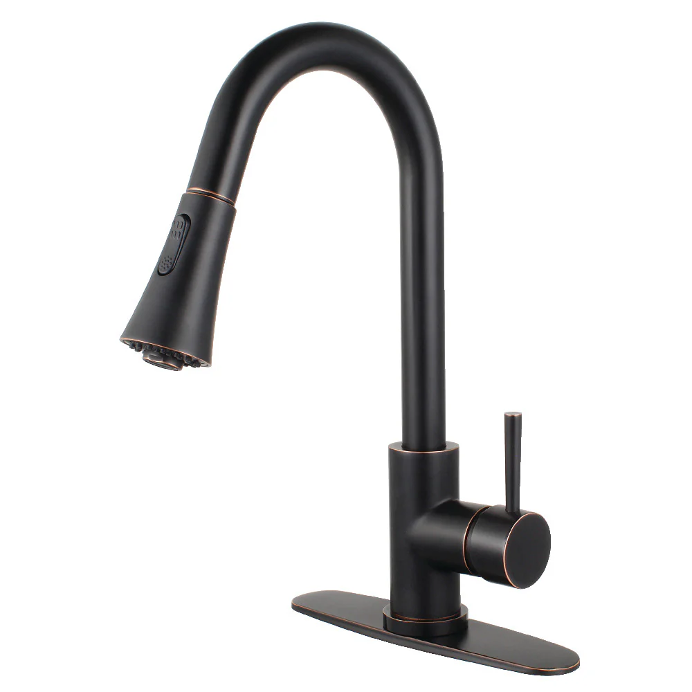 Kingston Brass Gourmetier Concord Single-Handle Pull-Down Kitchen Faucet, Naples Bronze (LS8726DL)