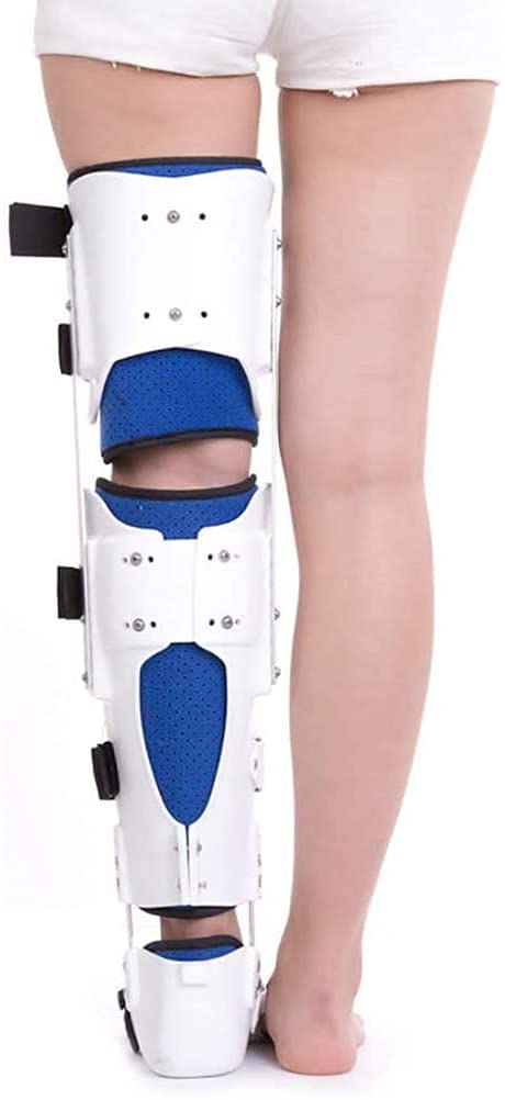 Knee Joint Fixed Brace Full Leg Brace, Adjustable Post Op Knee Support Immobilizer, Breathable Thigh Knee Ankle Foot Supports Orthosis, for Arthritis, Joint Pain Relief, Re(