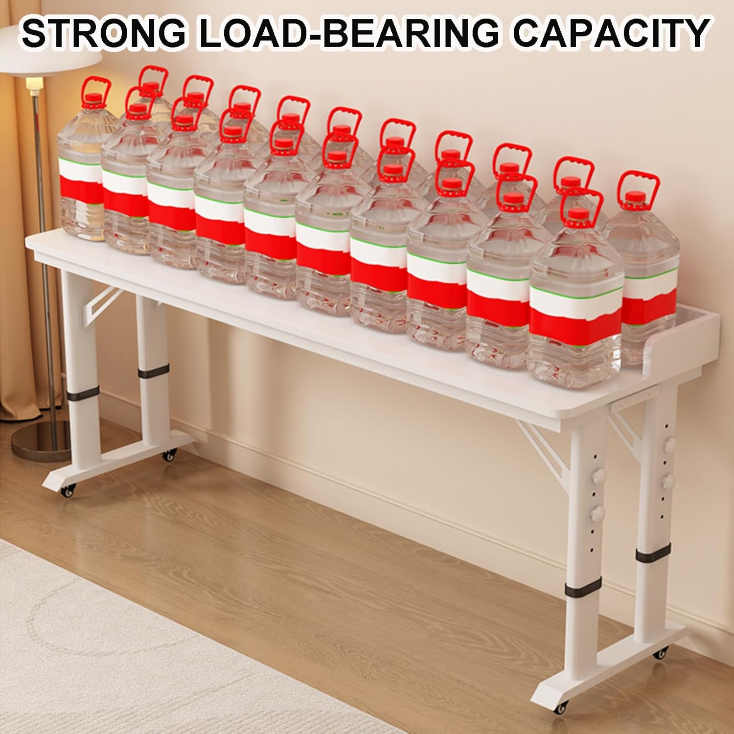 Over Bed Table with Wheels, Over The Bed Desk with Baffle Adjustable Height, Dual-Leg Design, Mobile Laptop Cart Computer Desk for Home, Hospital, Dorm Use