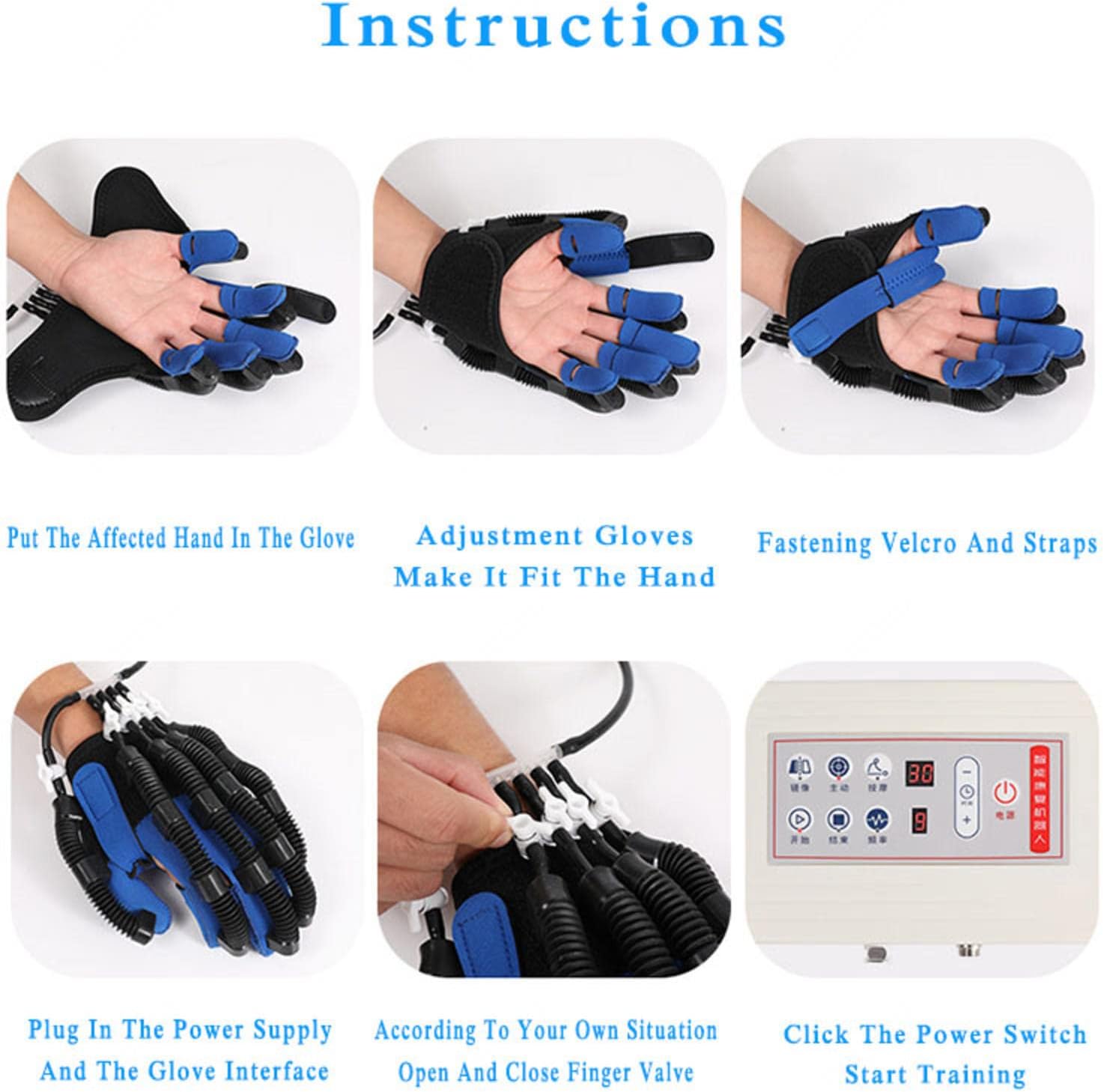 Robot Glove Hand Training Rehabilitation Finger Straightening Brace Guard Help Patient with Hand Dysfunction to Independently Carry Out Rehabilitation,Left-M