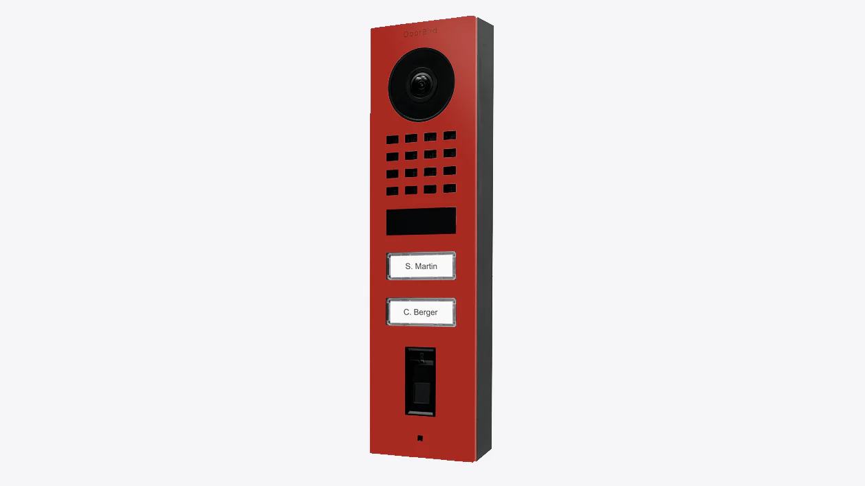 DoorBird D1102FV Fingerprint 50 Surface-Mount IP Video Door Station in Flame Red, RAL 3000