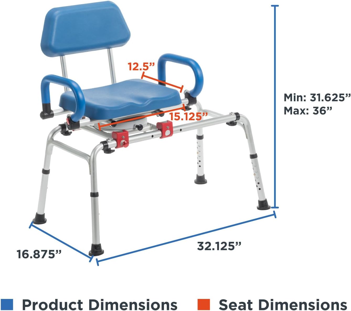 Journey SoftSecure Rotating Transfer Tub Bench - Shower Chair for Inside Bathtub - Padded Bathtub Seat with Arms - Shower Stool & Tub Transfer Bench - Bath Chairs for Adults or Seniors