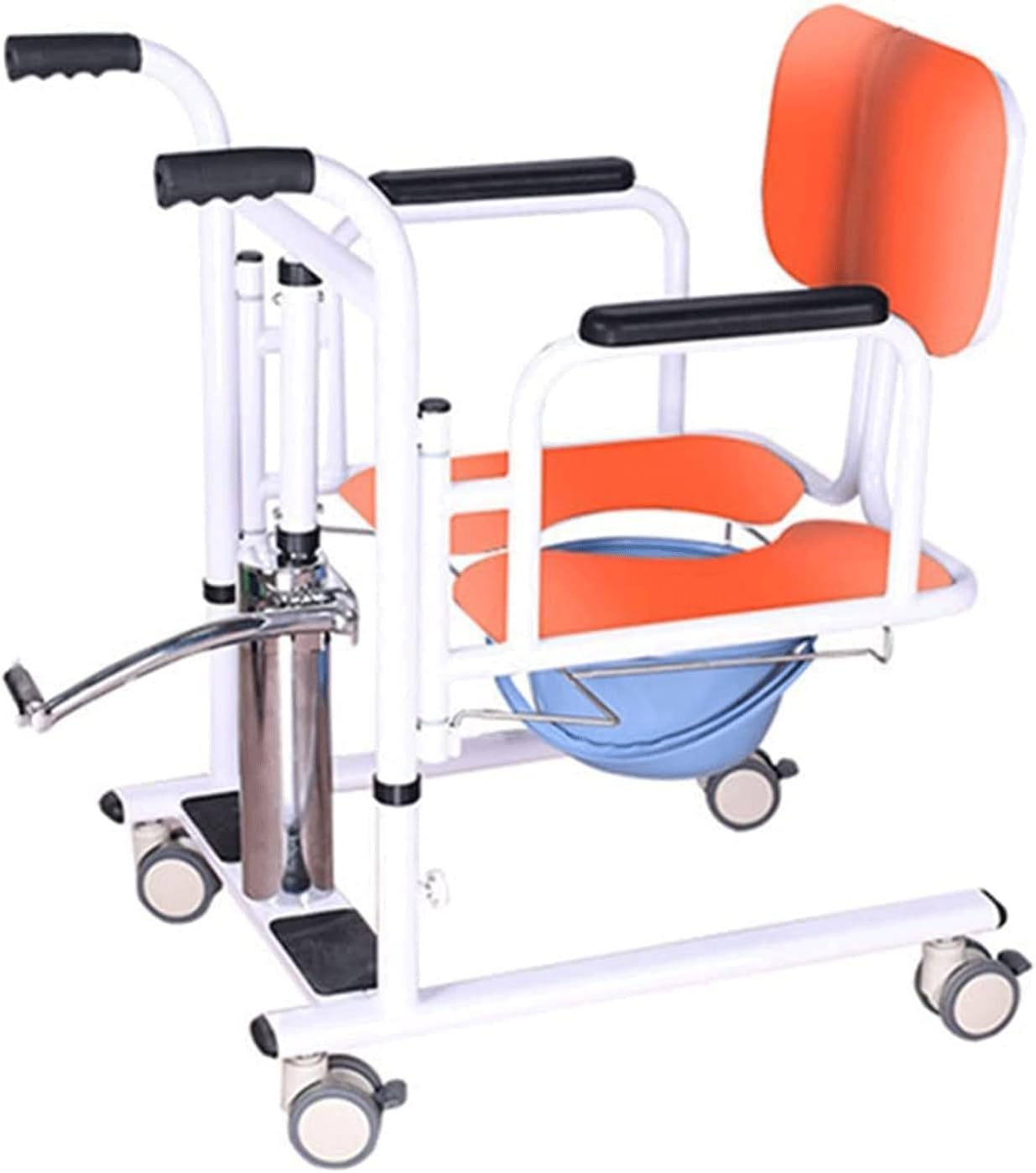 Hydraulic Patient Lift for Home Steel Transfer Chair Bedside Commode w/180° Split Seat and Potty Portable Transfer Lifter 150kg/330lbs for The Elderly