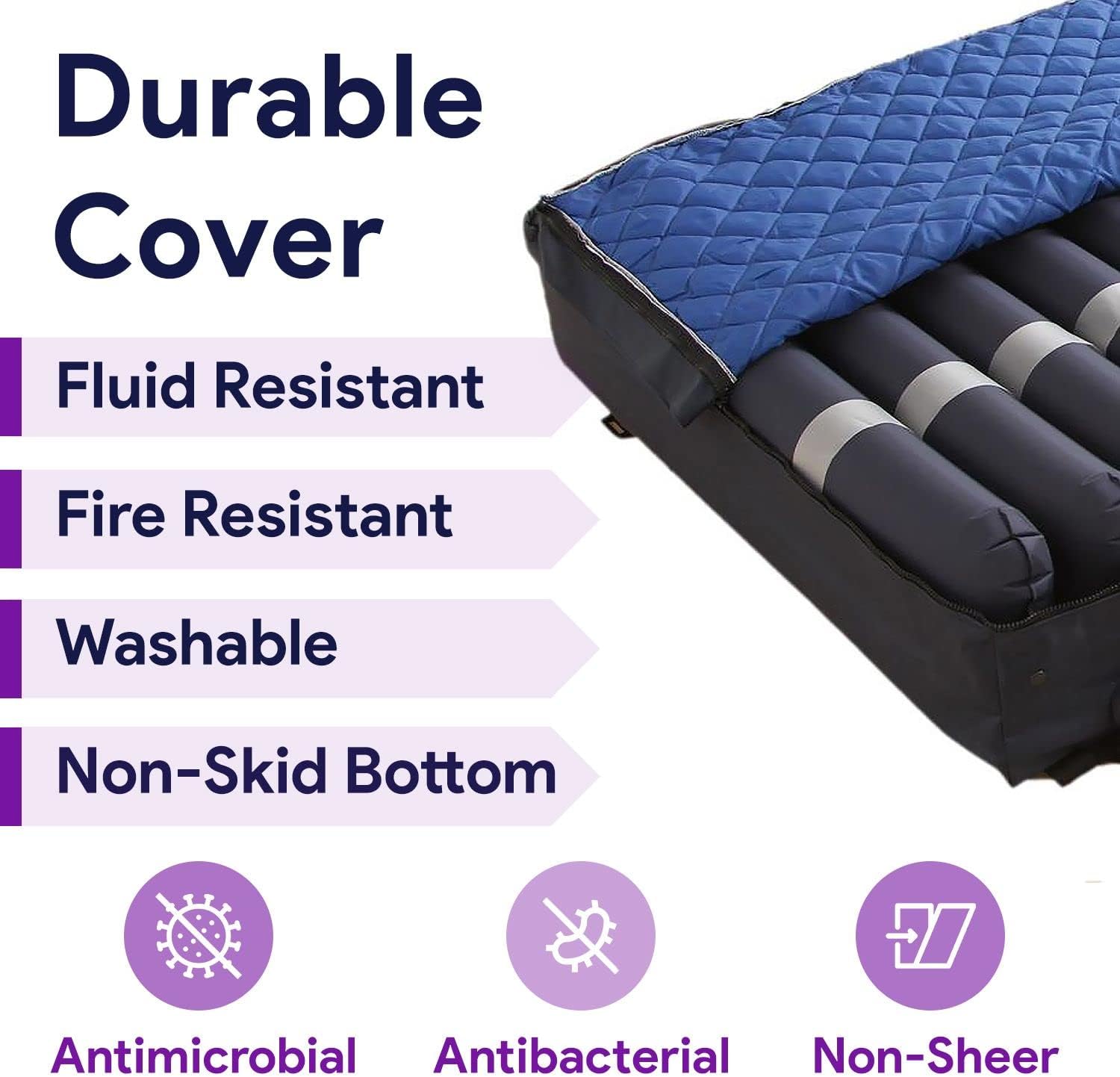ProHeal Low Air Loss Alternating Pressure Mattress - 36” x 80” x 8” - Cell On Cell Base - Raised Rails - Pressure Mattress for Bed Sores with Silent Air Pump - Stages I-III