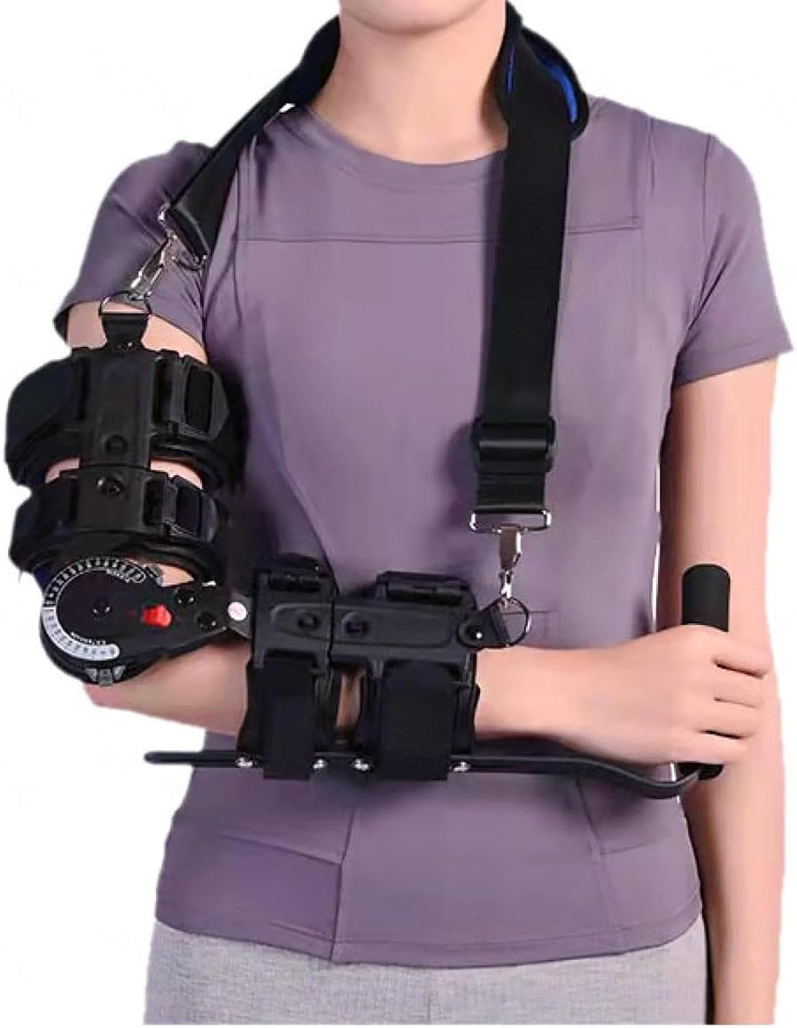 Hinged Elbow Brace for Tendonitis & Tennis Elbow,Adjustable Telescoping Post Op Arm Splint with Sling Stabilizer,Night Elbow Sleep Support for Men and Women,Left