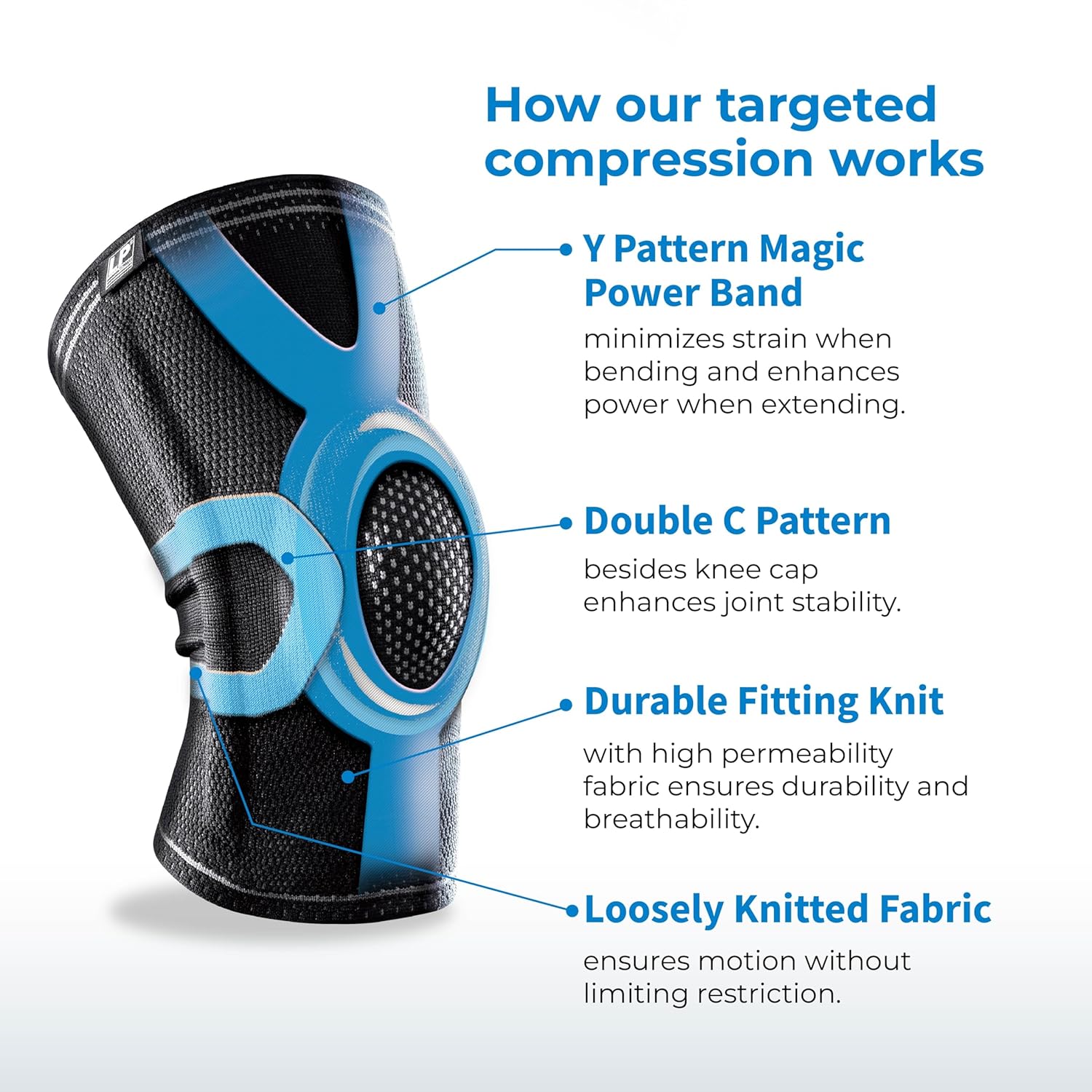 LP 170XT Compression Knee Sleeve with Silicone Pad & Bilateral Stays – Breathable Knee Support for Enhanced Sports Performance in Running, Basketball, Soccer, Tennis, Gym Workouts, Hiking – Optimal Joint Stability for Active Athletes (Black, Small,1p