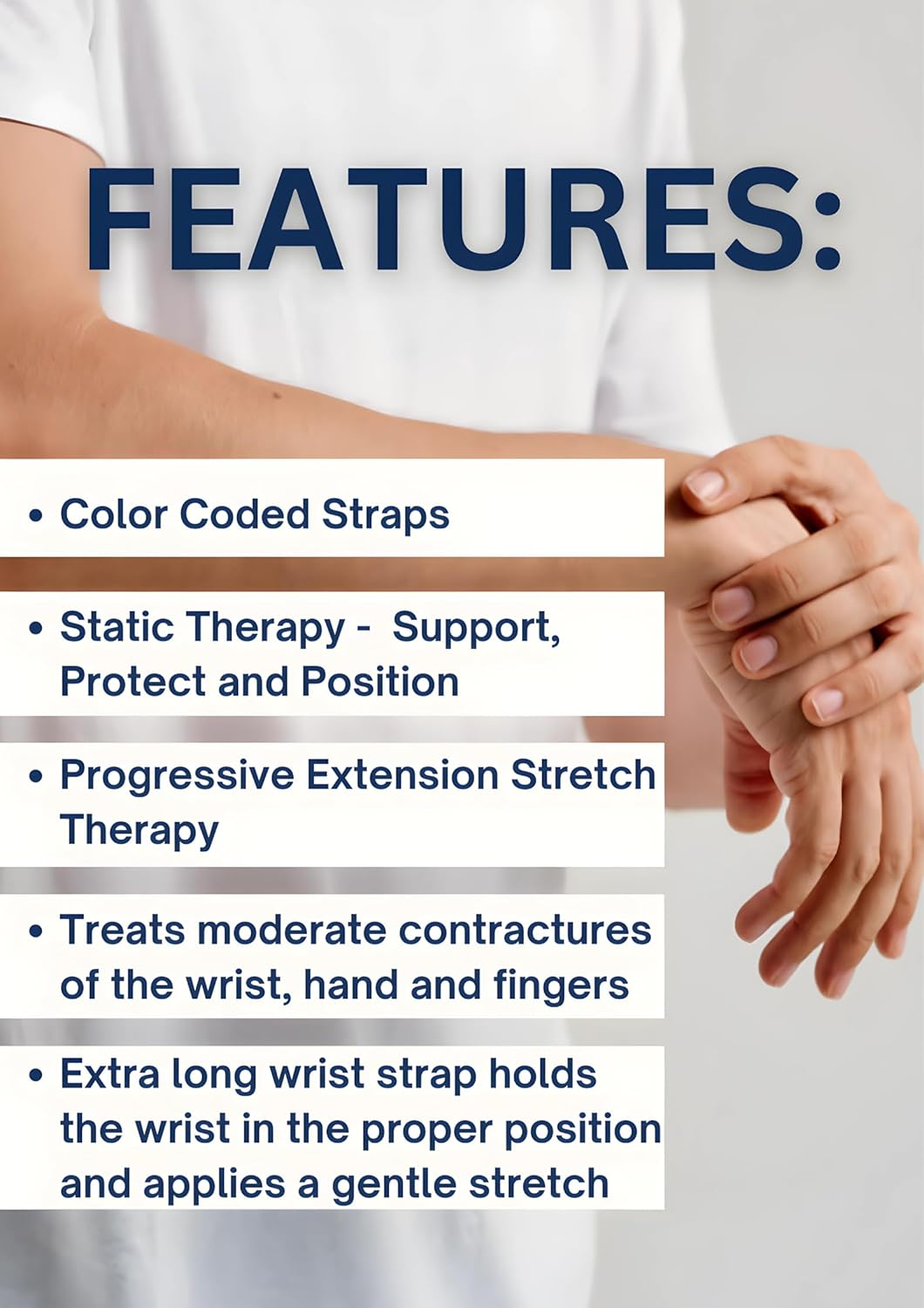 Functional Resting (WHFO) - Resting Hand Splint, Stroke Recovery, Adjustable Support Wrist and Hand Brace - Bend-to-Fit - Medium Right