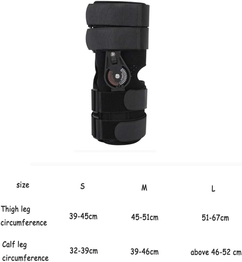 ROM Hinged Knee Brace Adjustable Support Stabilizer Pad Post-Op Knee Braces for Preventive Protection from Knee Joint Pain (Black-L