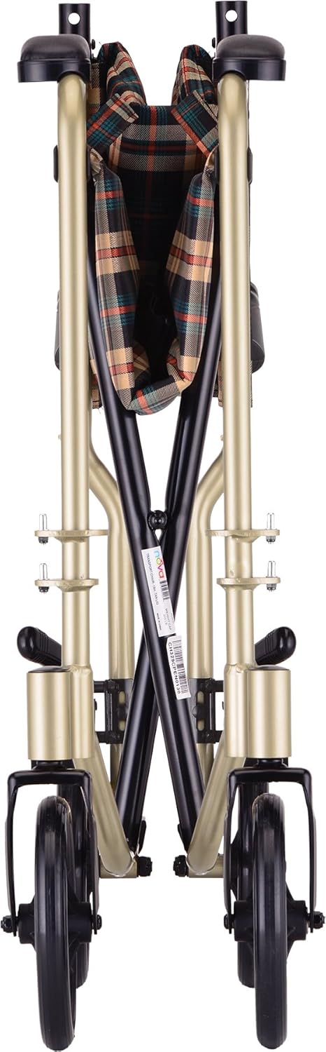 NOVA Lightweight Transport Chair, Folds Compact for Car Trunks and Storage Champagne Plaid 19