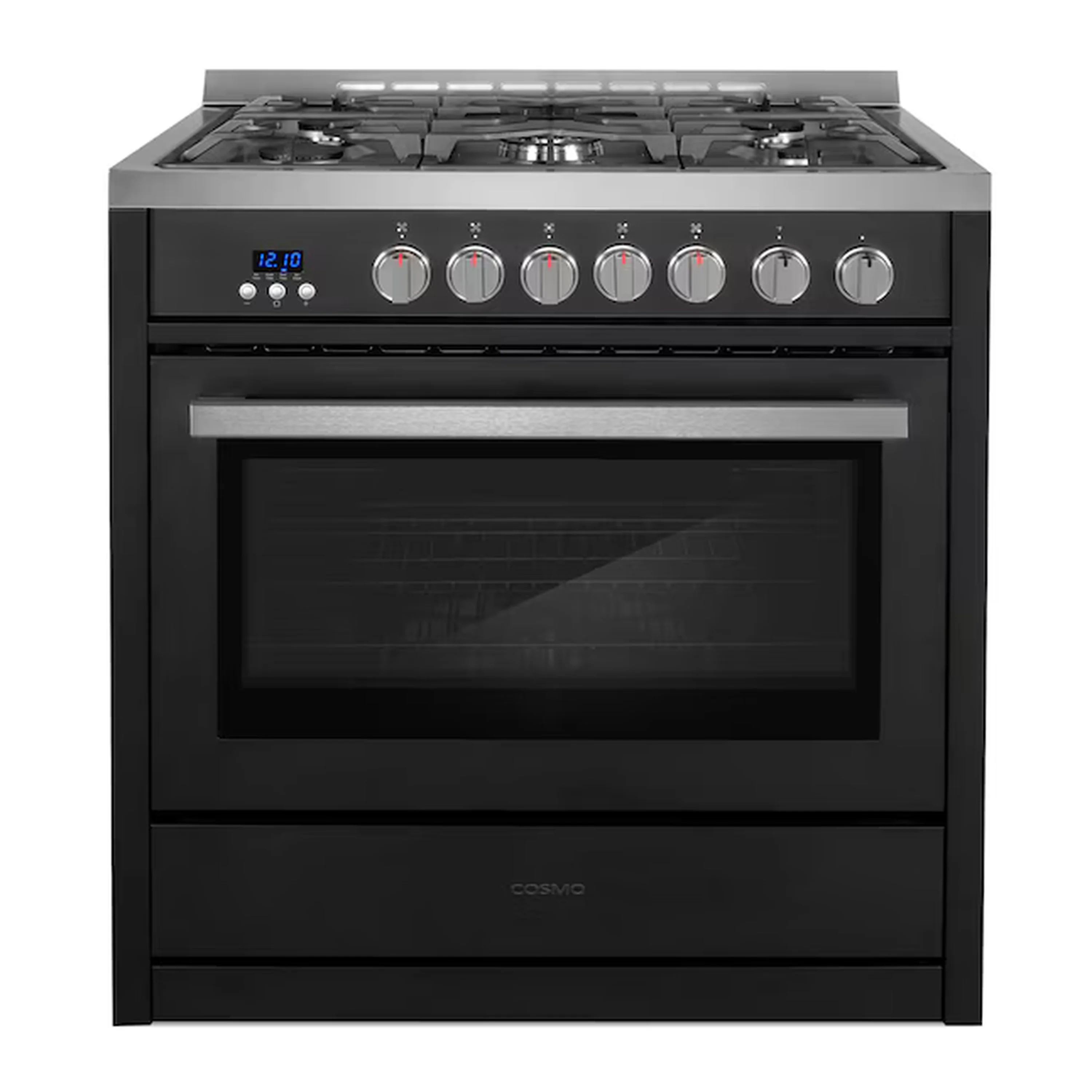 Cosmo 36-Inch Professional Style Gas Range with 5 Gas Burners and 3.8 Cu. Ft. Convection Oven in Matte Black (COS-965AGC-BKS)