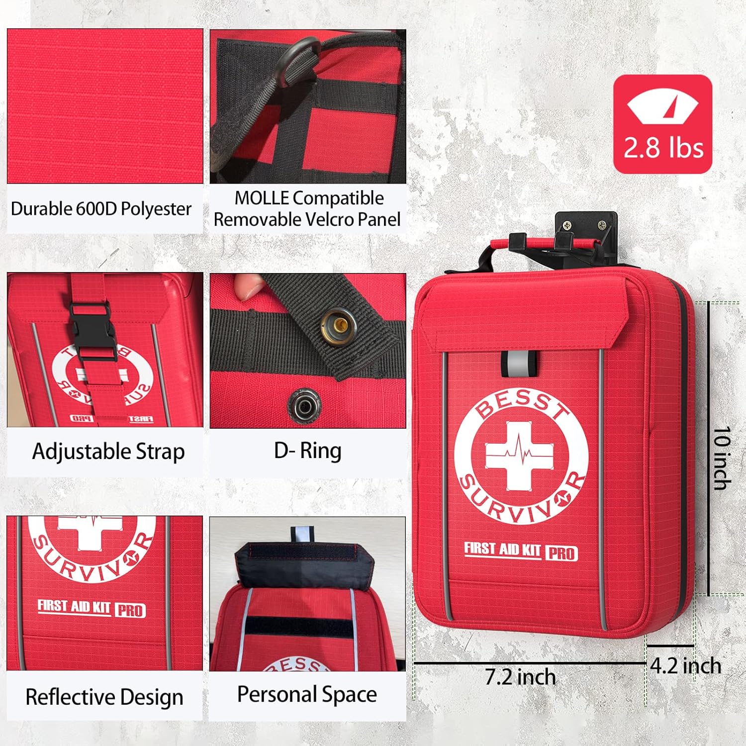 Professional Trauma First Aid Kit - Military-Grade Labelled Compartments & MOLLE System for Workplace, Outdoor, Car, Boat, Hurricane Emergencies 265 Piece Emergency Necessities Kits