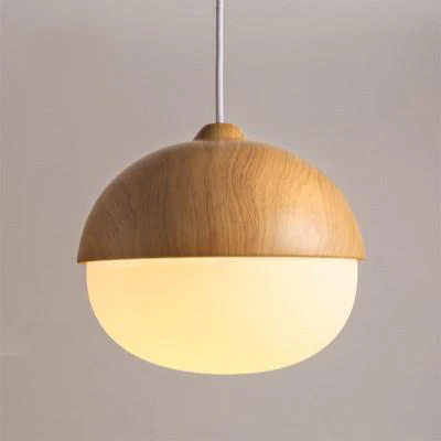 Scandinavian Wood and Glass Pendant Light