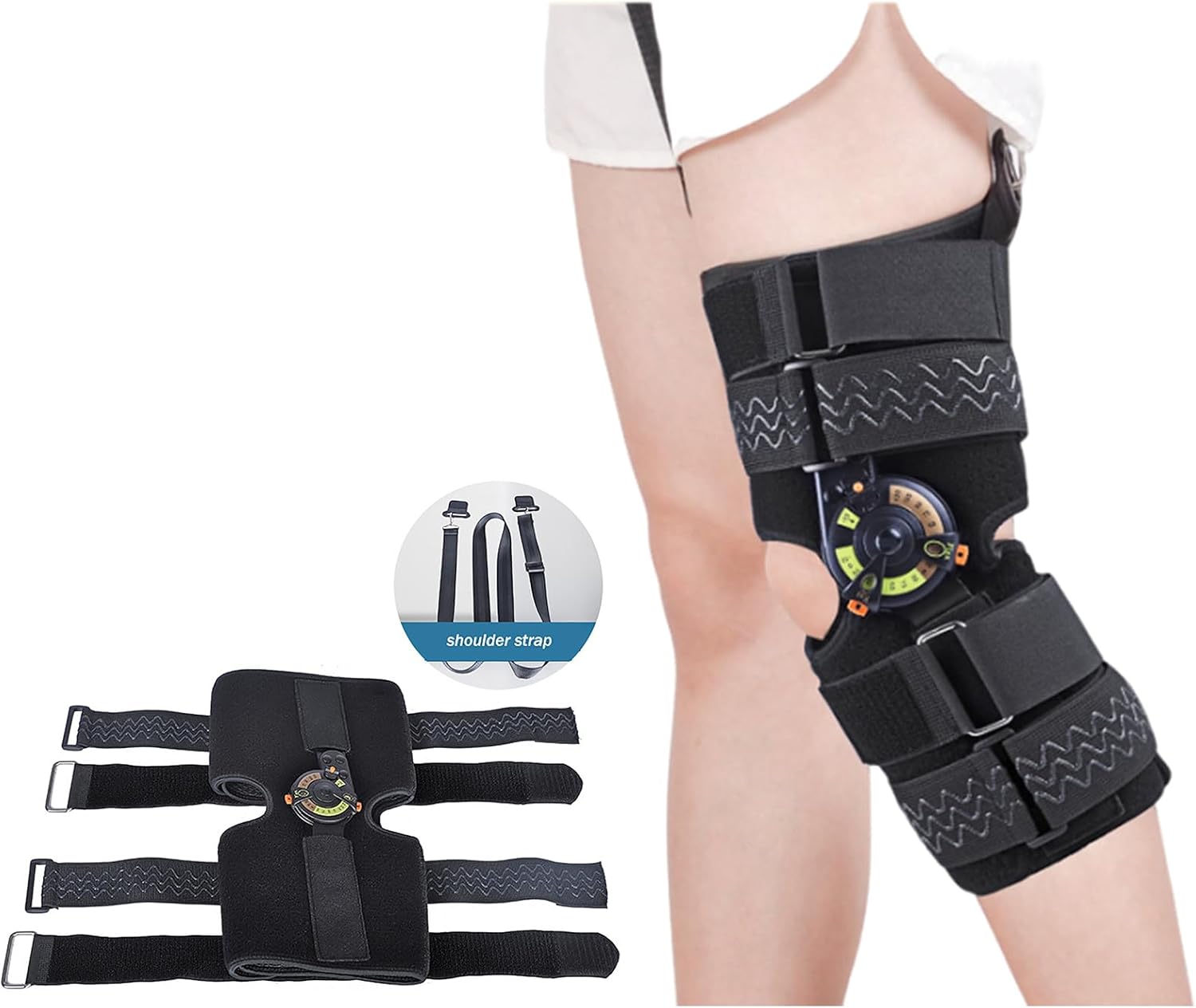 Knee Support, Osteoarthritis Knee Brace, Adjustable ROM Knee Knee Immobilizer for Meniscus Tear, Arthritis, Knee Hyperextension,Type 4 L