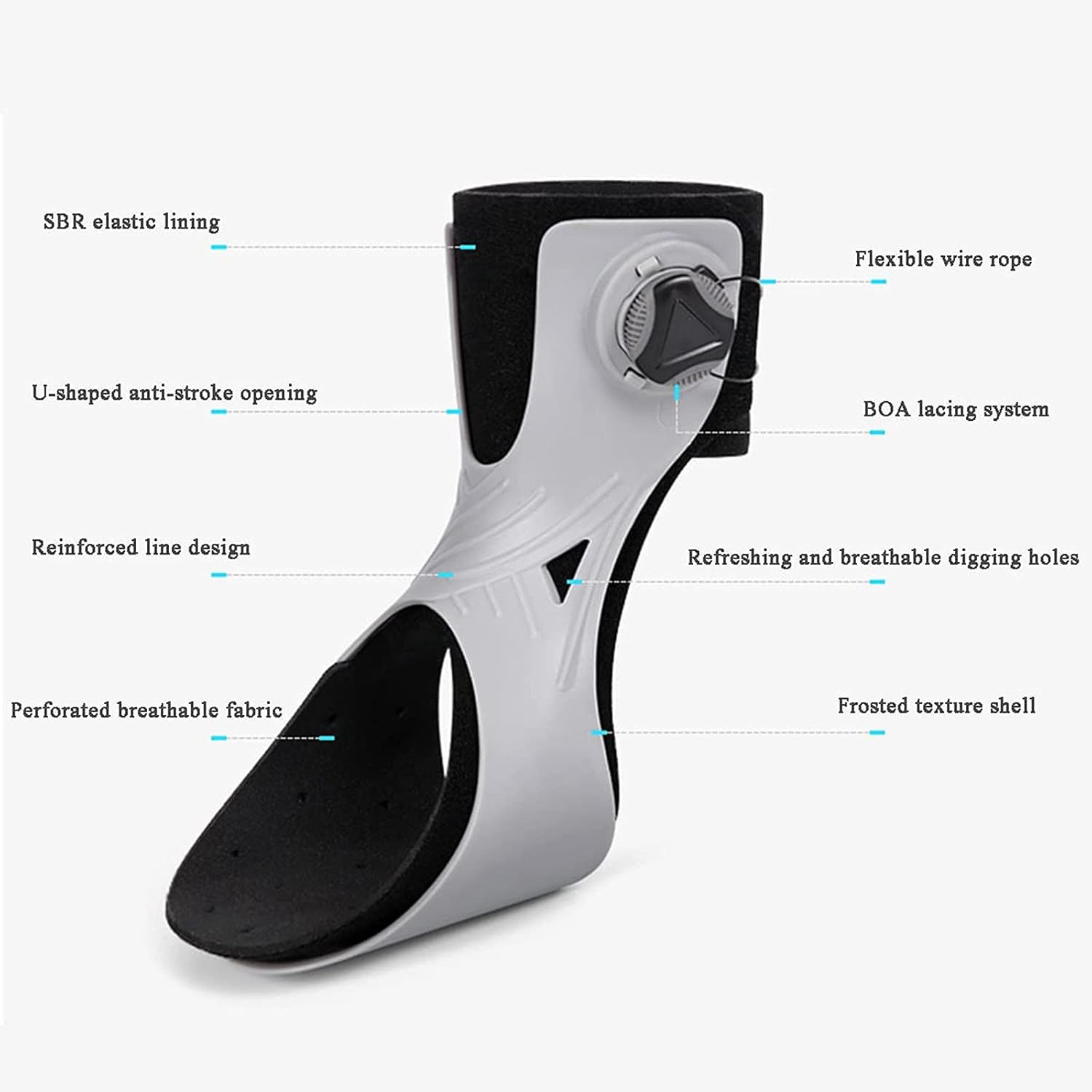 HUANGJUN Foot Drop Brace Orthosis Splint Foot Drop Brace ?Stability Support Pads Foot Drop Brace Corrector for Improved Walking Gait, Pain Relief And Relieve Pressure,right,L