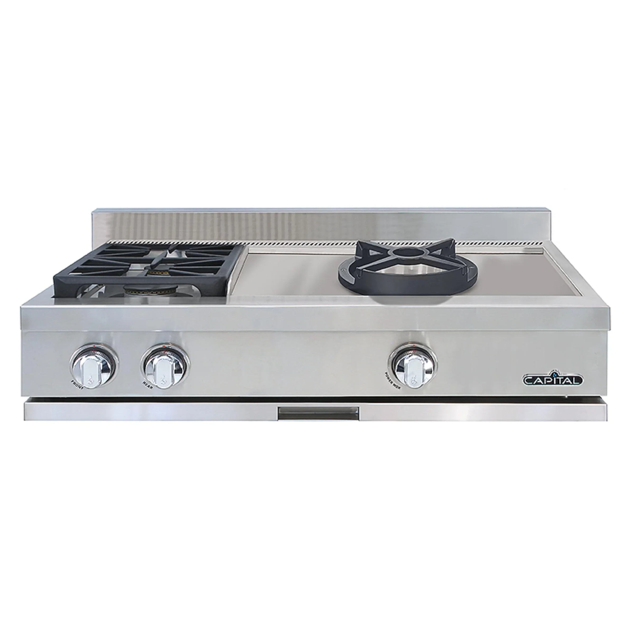 Capital 36-Inch Rangetop in Stainless Steel with 2 Sealed Burner & Open Burner Wok (GRT362CW)