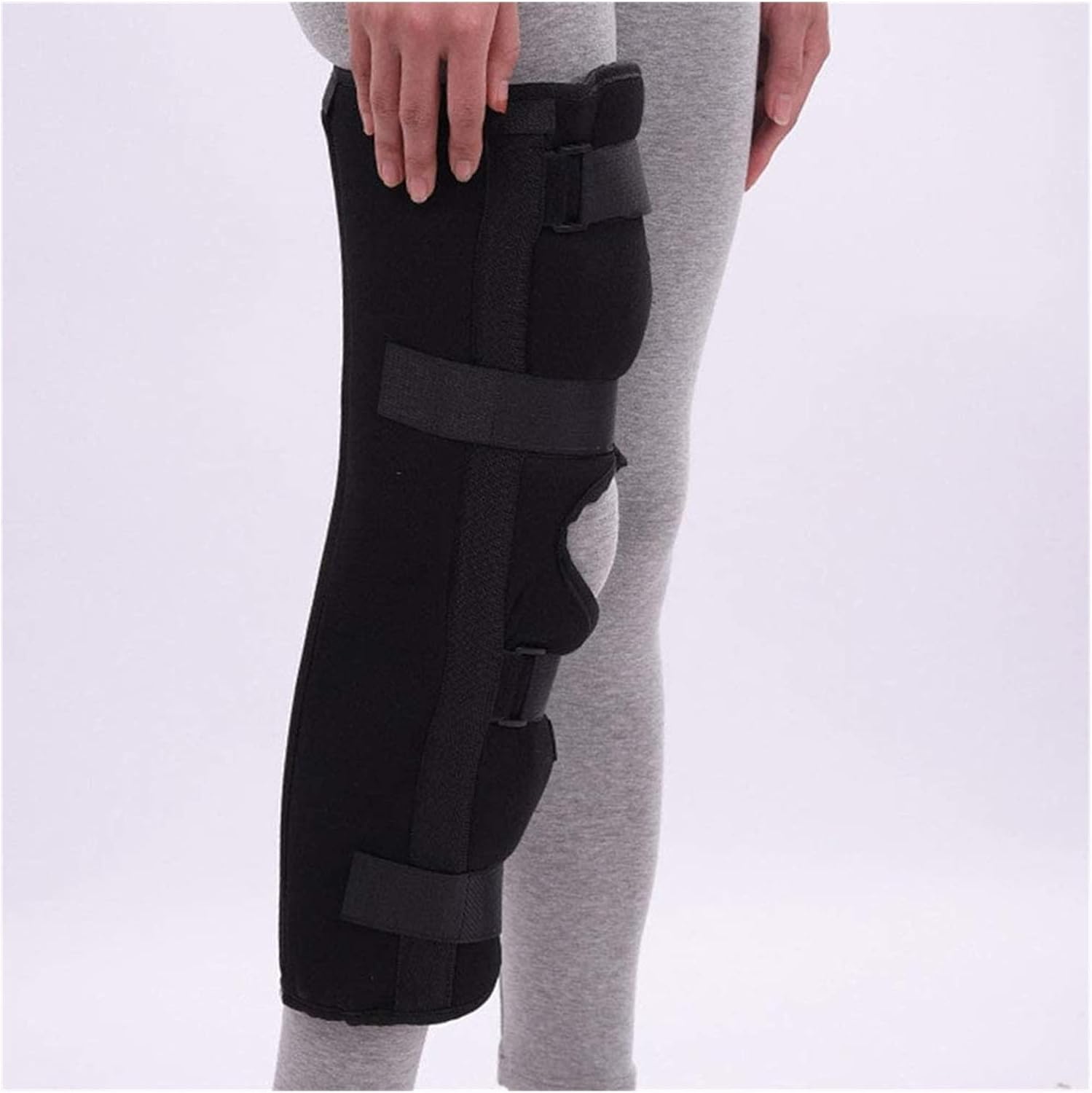 Adjustable Knee Brace Immobilizer Brace Post Op Immobiliser Knee Orthosis Before After Splint Used for Sciatica Relief,Black-Medium