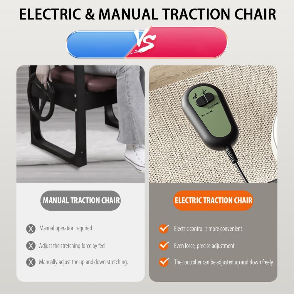 DYRABREST Electric Traction Chair Intelligent Neck Traction Machine Foldable Neck Traction Chair with Adjustable Strength for Home and Healthcare Settings Effective Cervical Spine Stretching