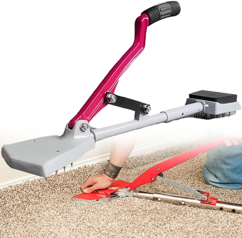 Kneeless Carpet Stretcher,Fit Laying Tool w/Soft Rubber Handle and Grippers for DIY Use,Essential Fitting Tool for Flooring Projects