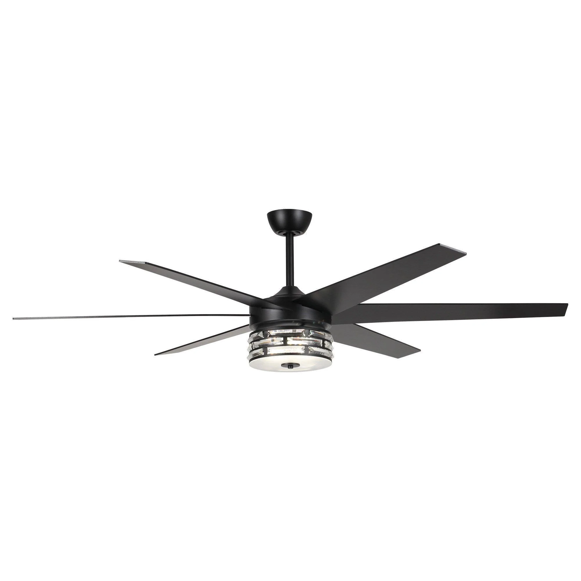 Parrot Uncle 70-Inch Modern DC Motor Downrod Mount Reversible Ceiling Fan with Lighting and Remote Control (F8246BK110V)