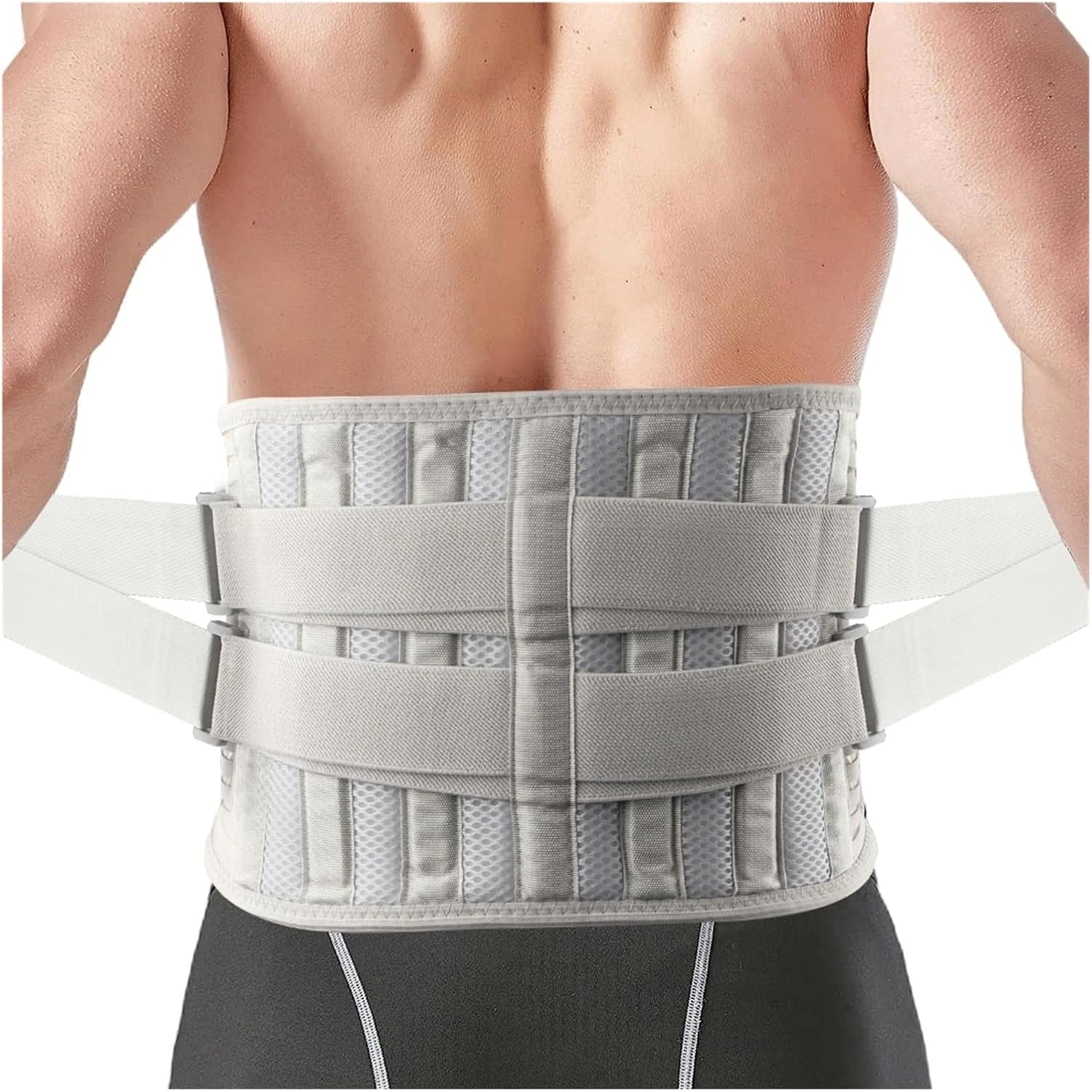 Back Brace for Men Women Lower Back with 6 Stays, Adjustable Back Support Belt for Work, Anti-Skid Lumbar Support(Small)