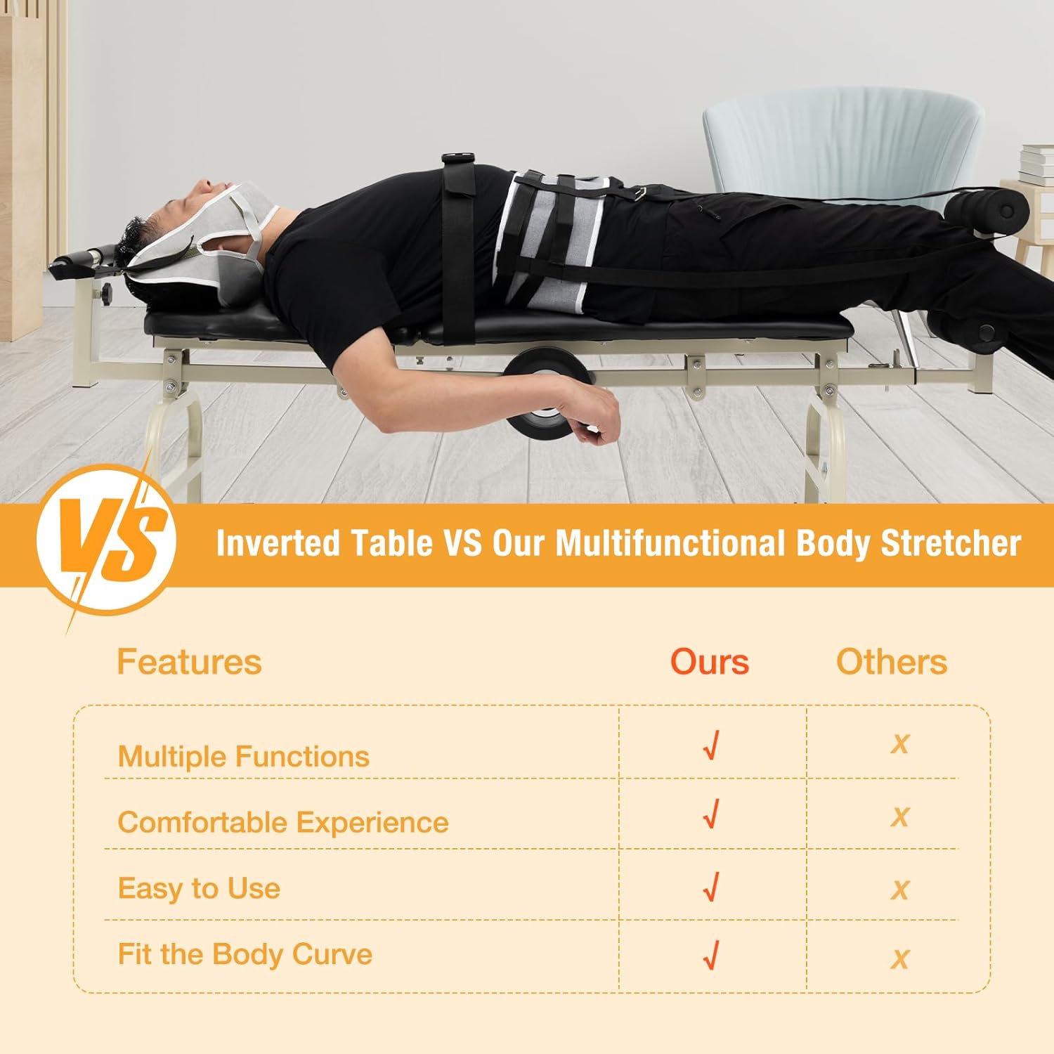 Multifunctional Body Stretcher, Adjustable Spine Cervical Traction Bed Stretching Bench, Back Lumbar Relief Massage Therapy Stretch, Neck, Waist, Leg Pain Relief, for Cervical, Lumbar Disc Herniation