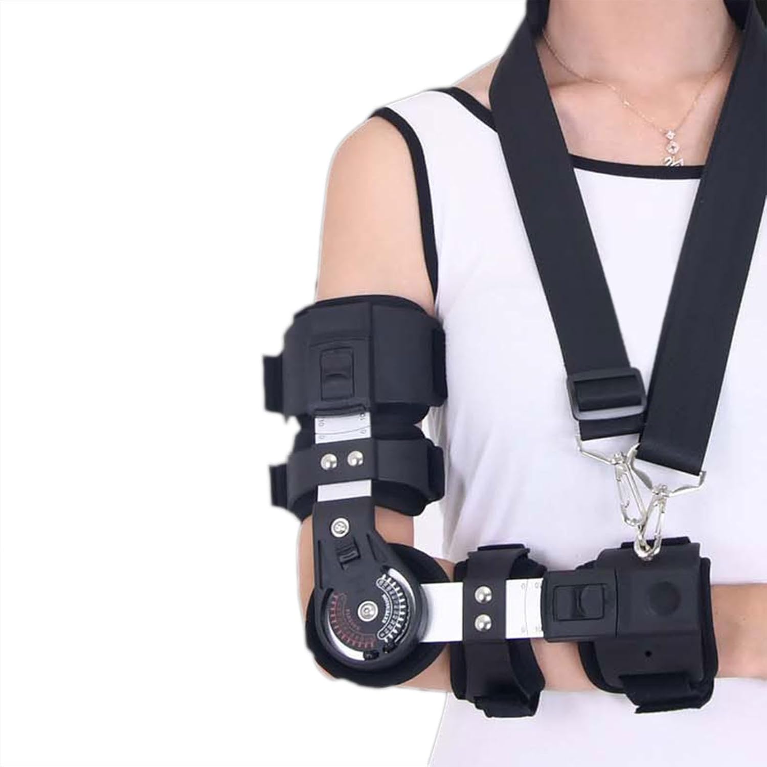 Hinged ROM Elbow Brace for Tendonitis,Adjustable Elbow Splint Immobilizer Fits All Unisex,Arm Injury Recovery Support Relief Pain,for Cubital Tunnel Syndrome and Ulnar Nerv(Left)