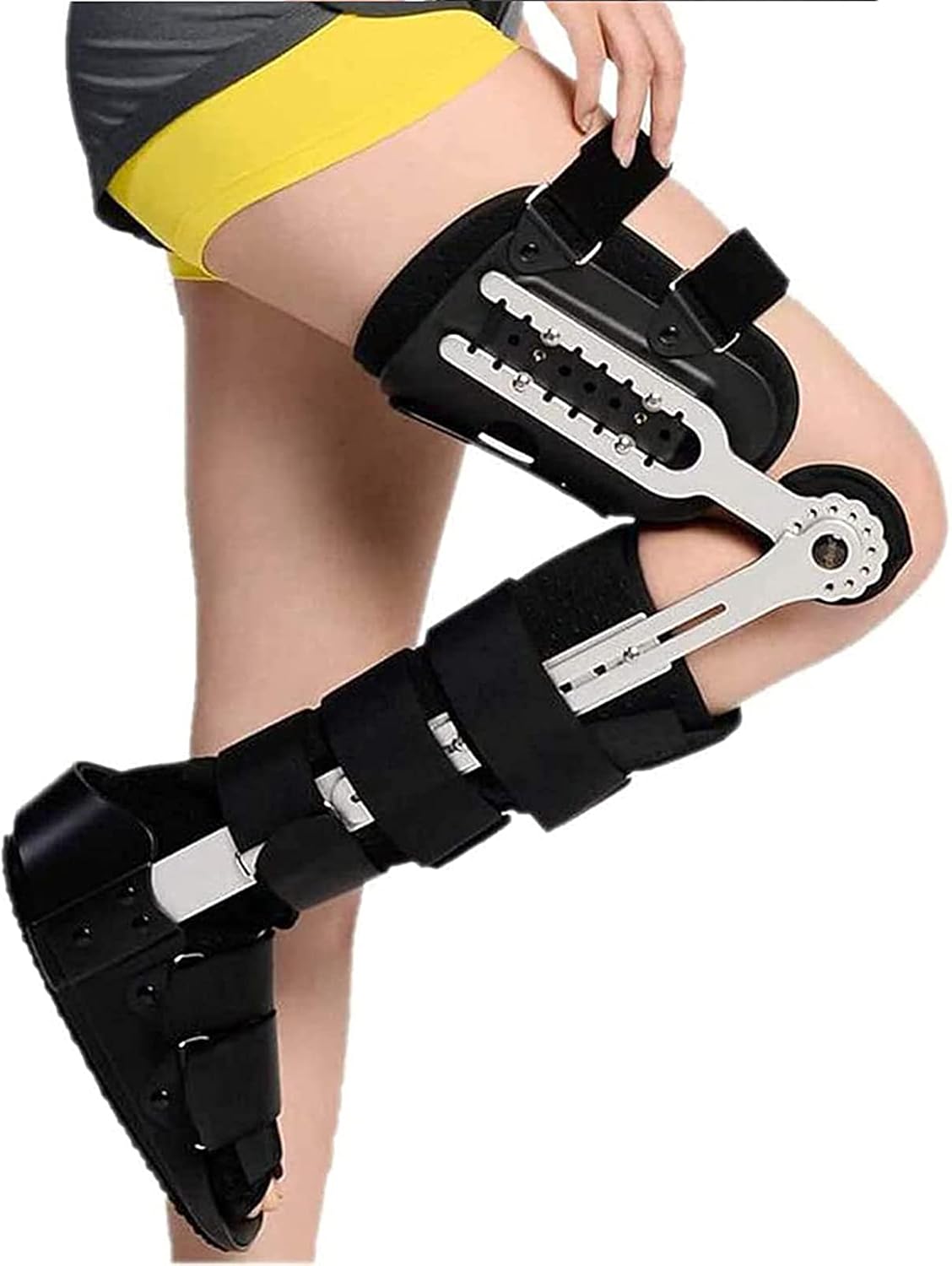 Knee Orthosis Immobilizer, Hinged Knee Brace, Adjustable Orthopedic Hinged Knee Brace, Abduction Orthosis, Hinged Knee Brace Support for Running & Recovery (Right-Large